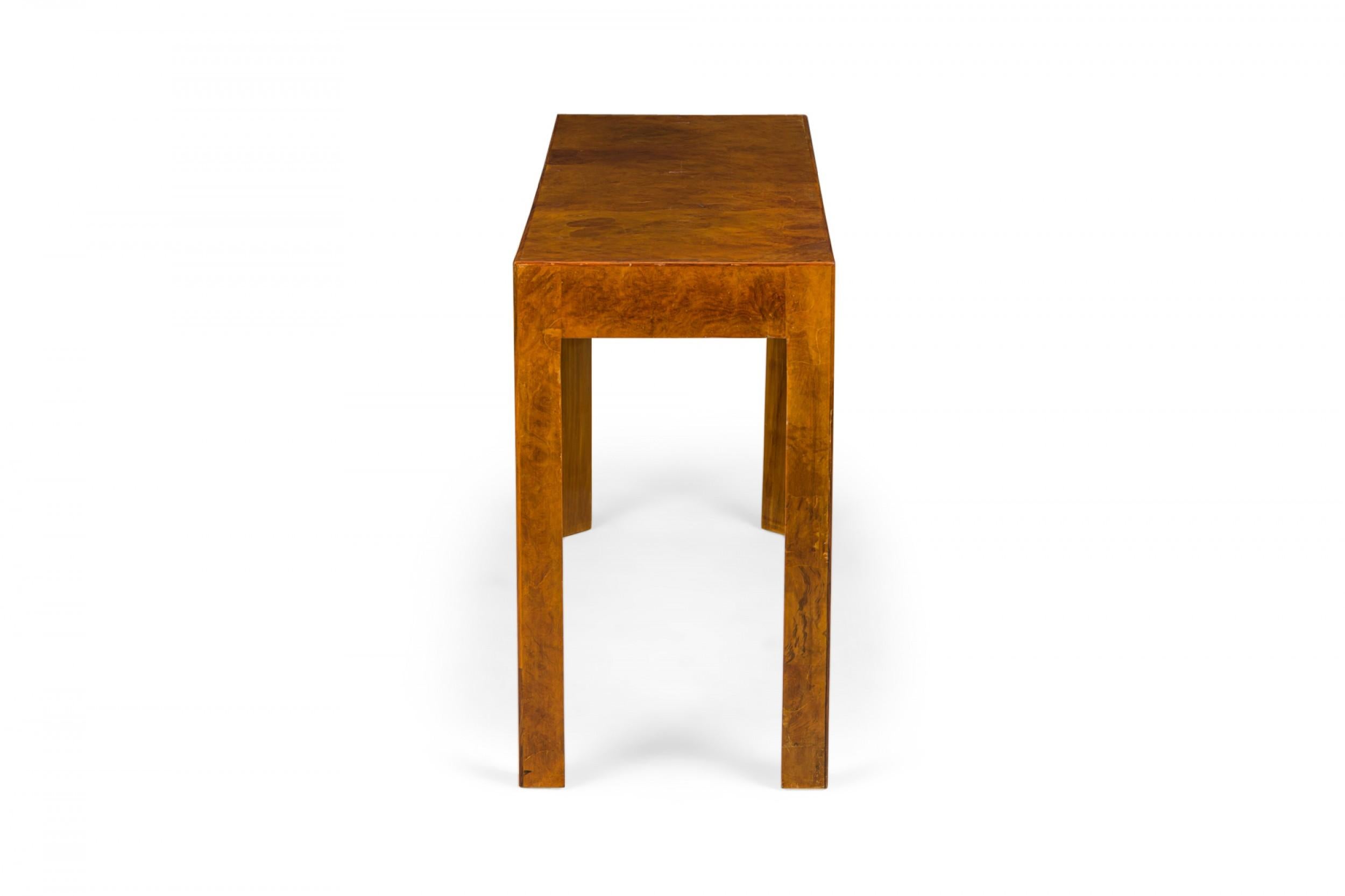 Italian Mid-Century Oyster Burl Veneer Rectangular Console Table In Good Condition For Sale In Queens, NY