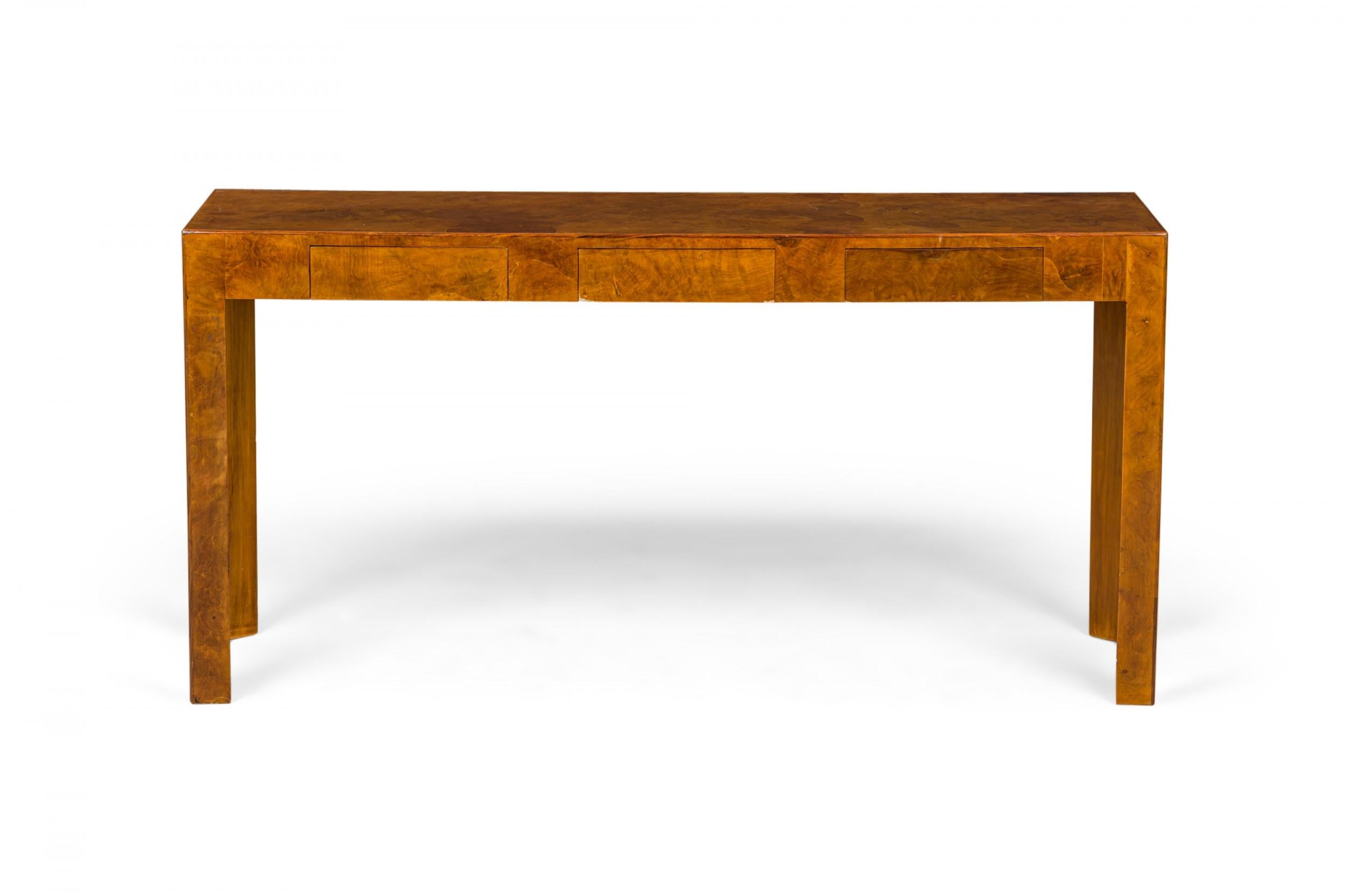 Italian Mid-Century Oyster Burl Veneer Rectangular Console Table For Sale 2