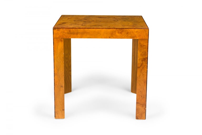 Italian MidCentury Oyster Burl Veneer Square End / Side Table For Sale
