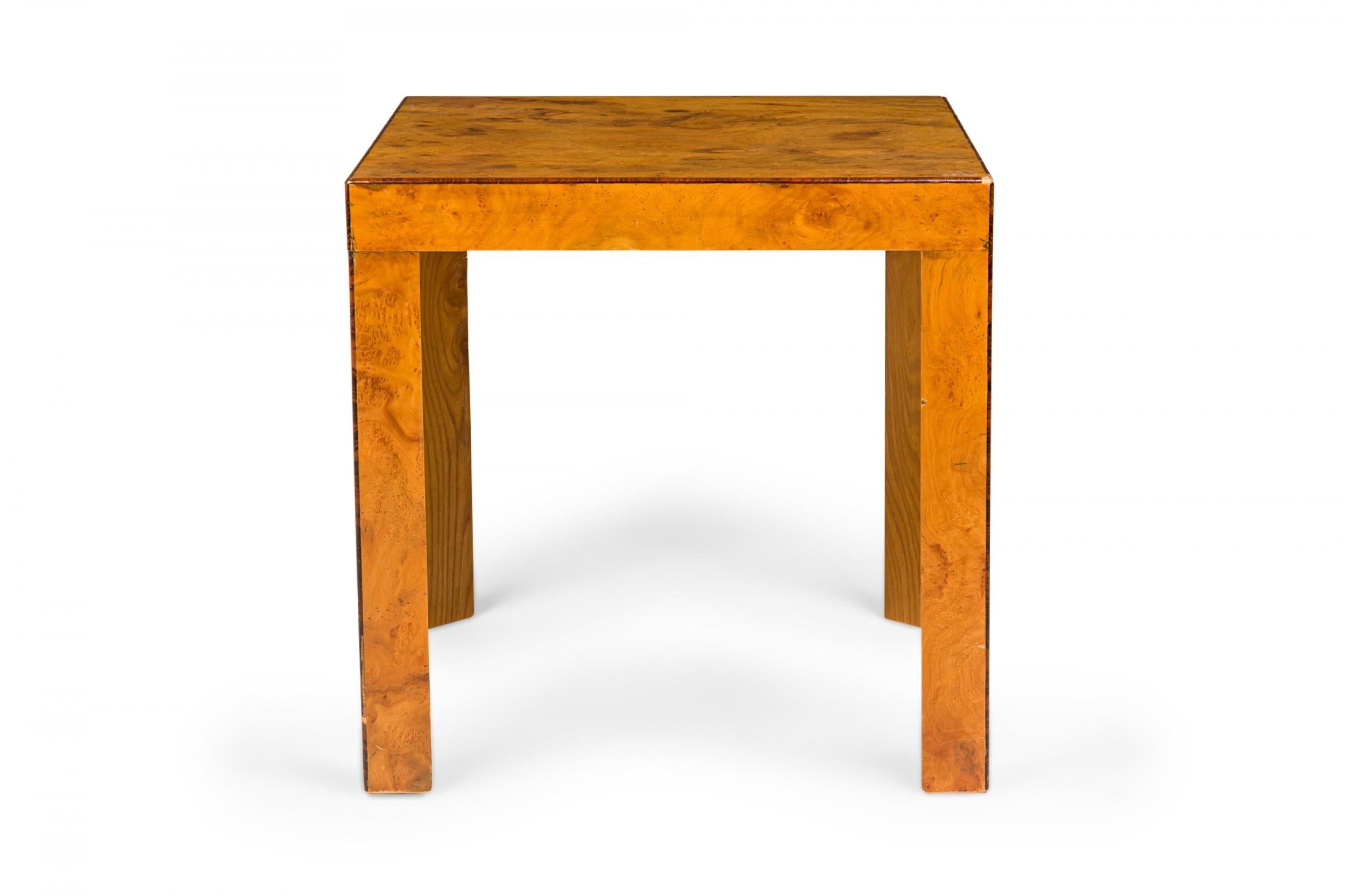 20th Century Italian Mid-Century Oyster Burl Veneer Square End / Side Table For Sale