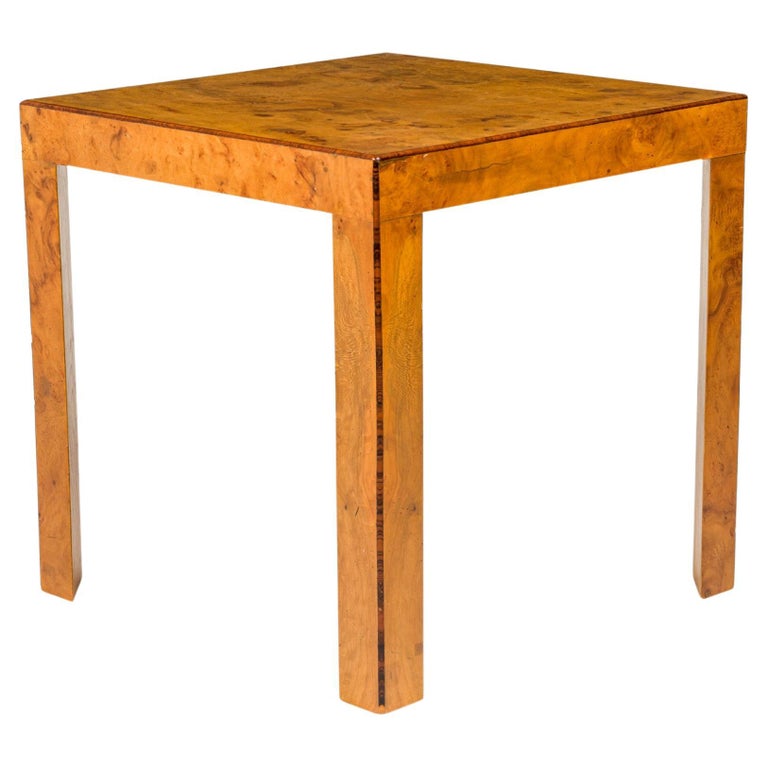 Italian MidCentury Oyster Burl Veneer Square End / Side Table For Sale