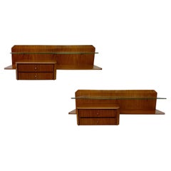 Italian Mid-Century Pair of Floating Wall Teakwood Console by Moscatelli, 1960s