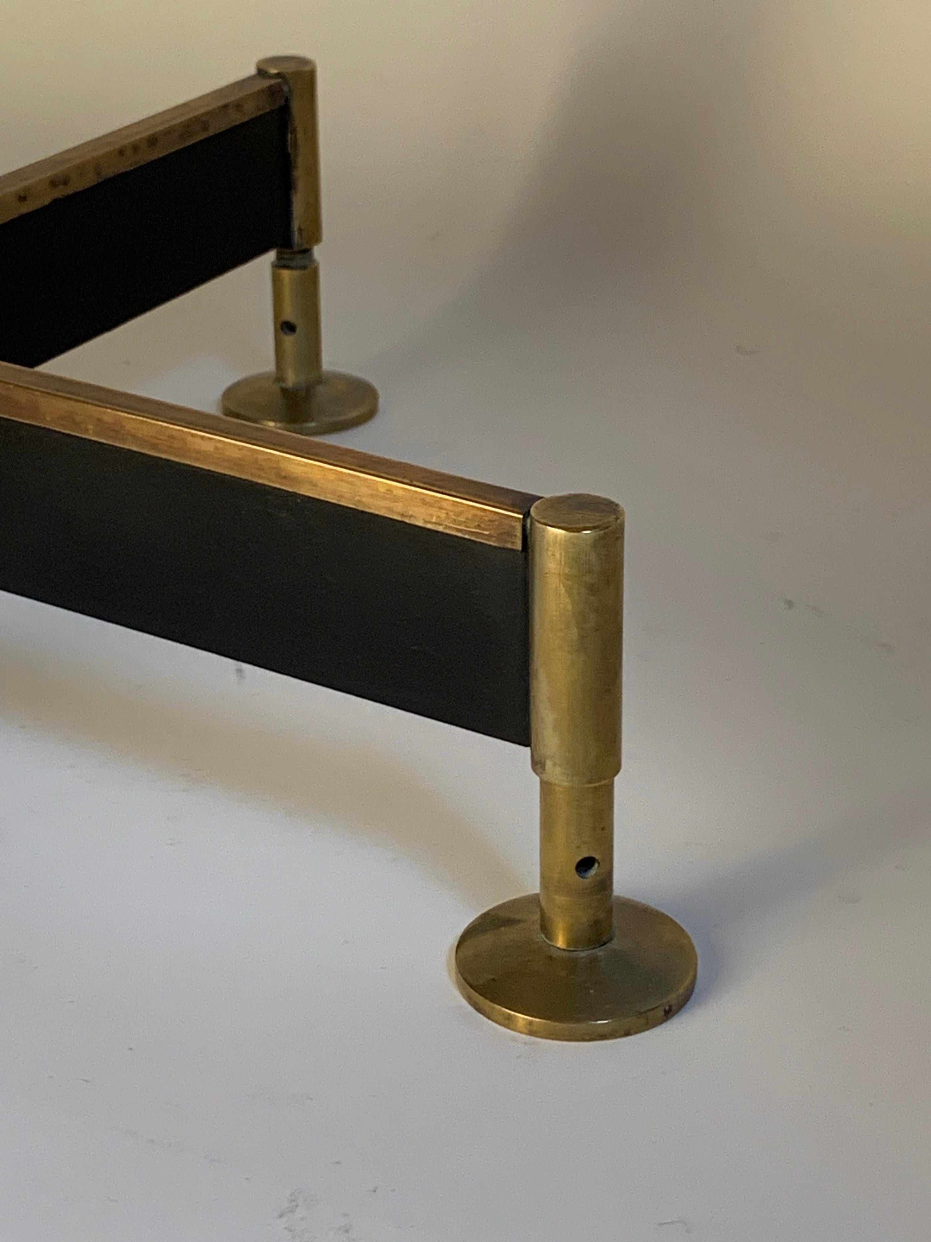 Italian Mid Century  Pair Of Side Tables Brass and Black Iron Base Squared Top For Sale 6