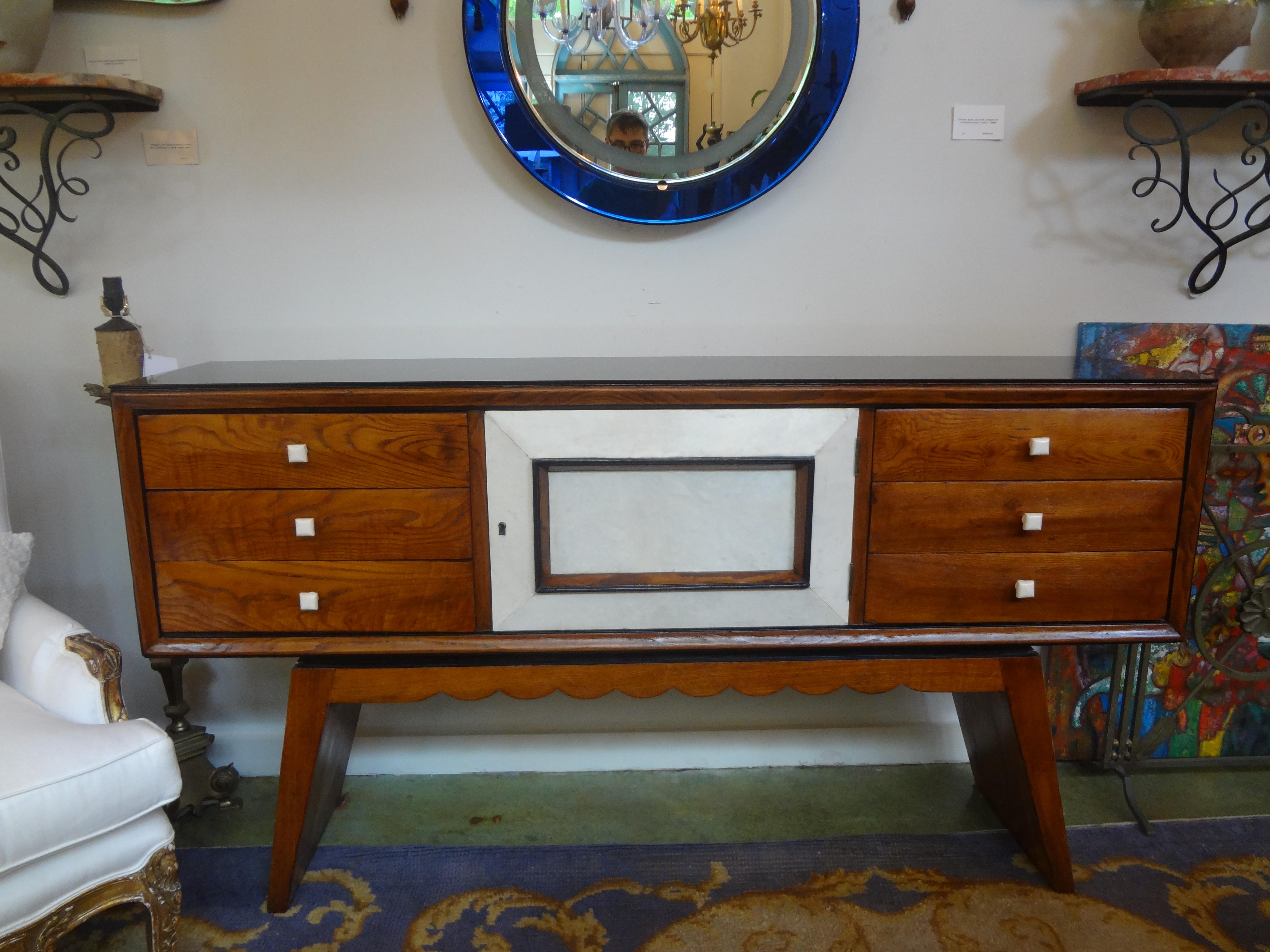 Italian Mid-Century Wood and Shagreen Credenza or Commode After Paolo Buffa 5