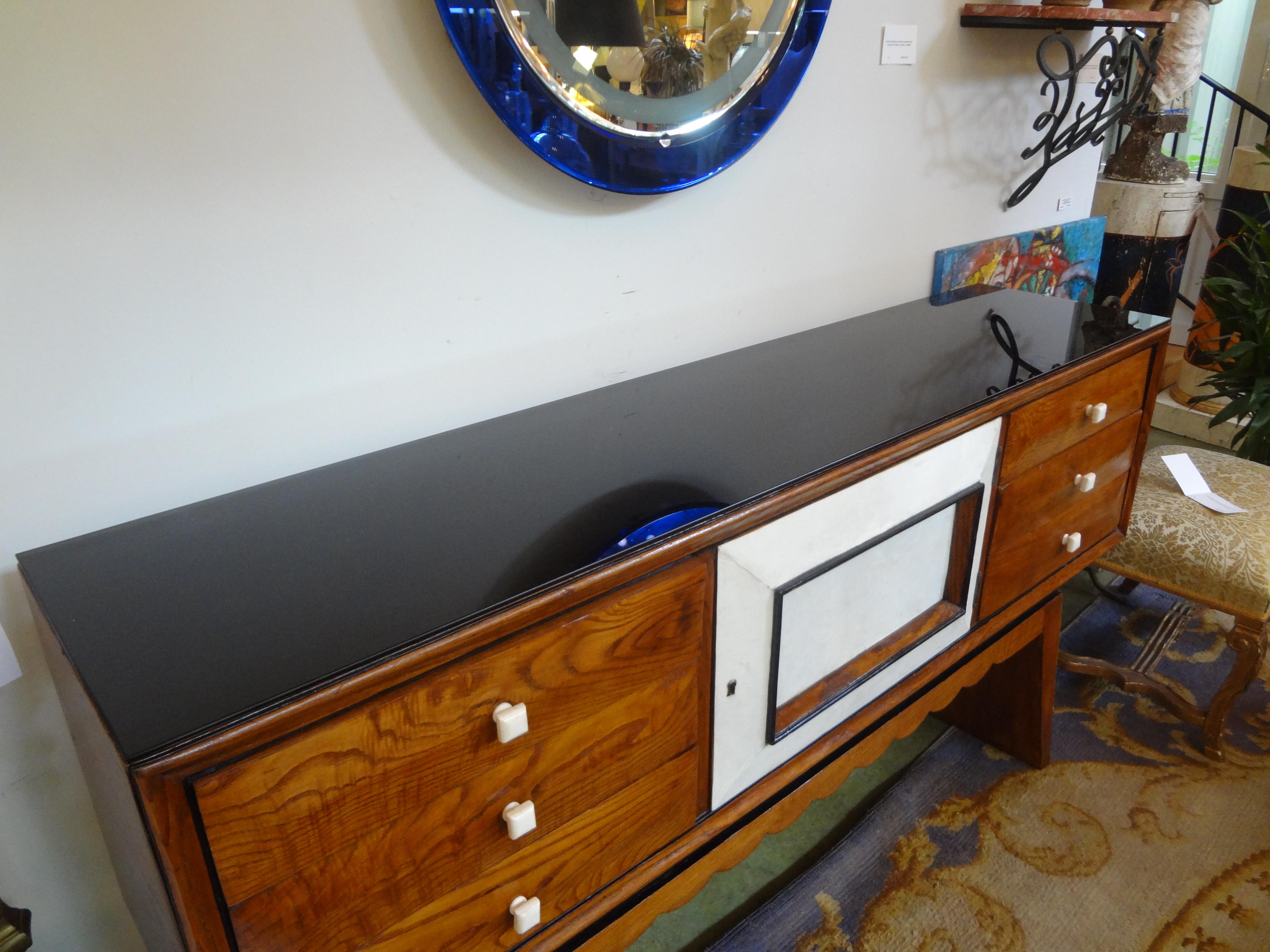 Parchment Paper Italian Mid-Century Wood and Shagreen Credenza or Commode After Paolo Buffa