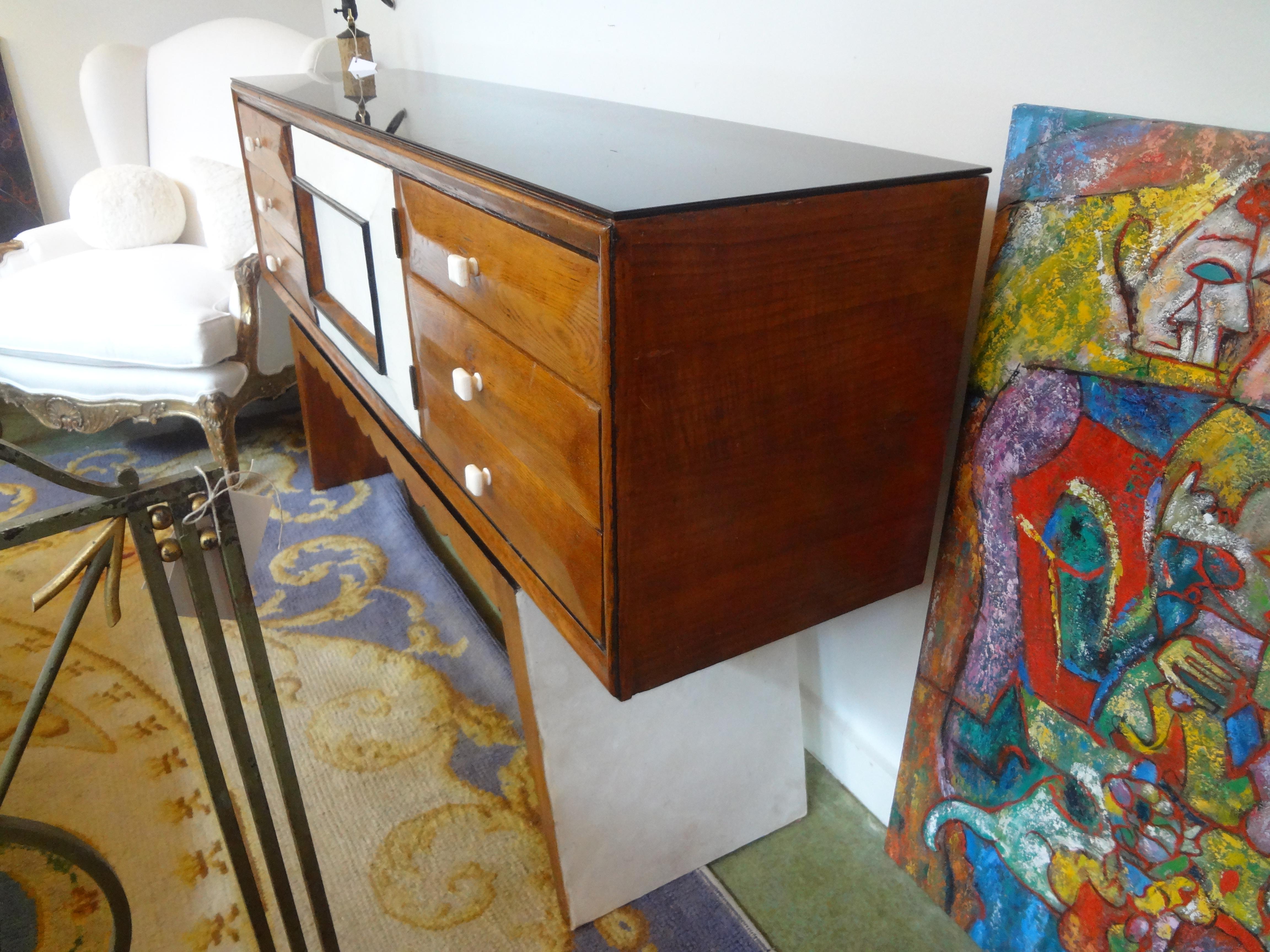 Italian Mid-Century Wood and Shagreen Credenza or Commode After Paolo Buffa 2