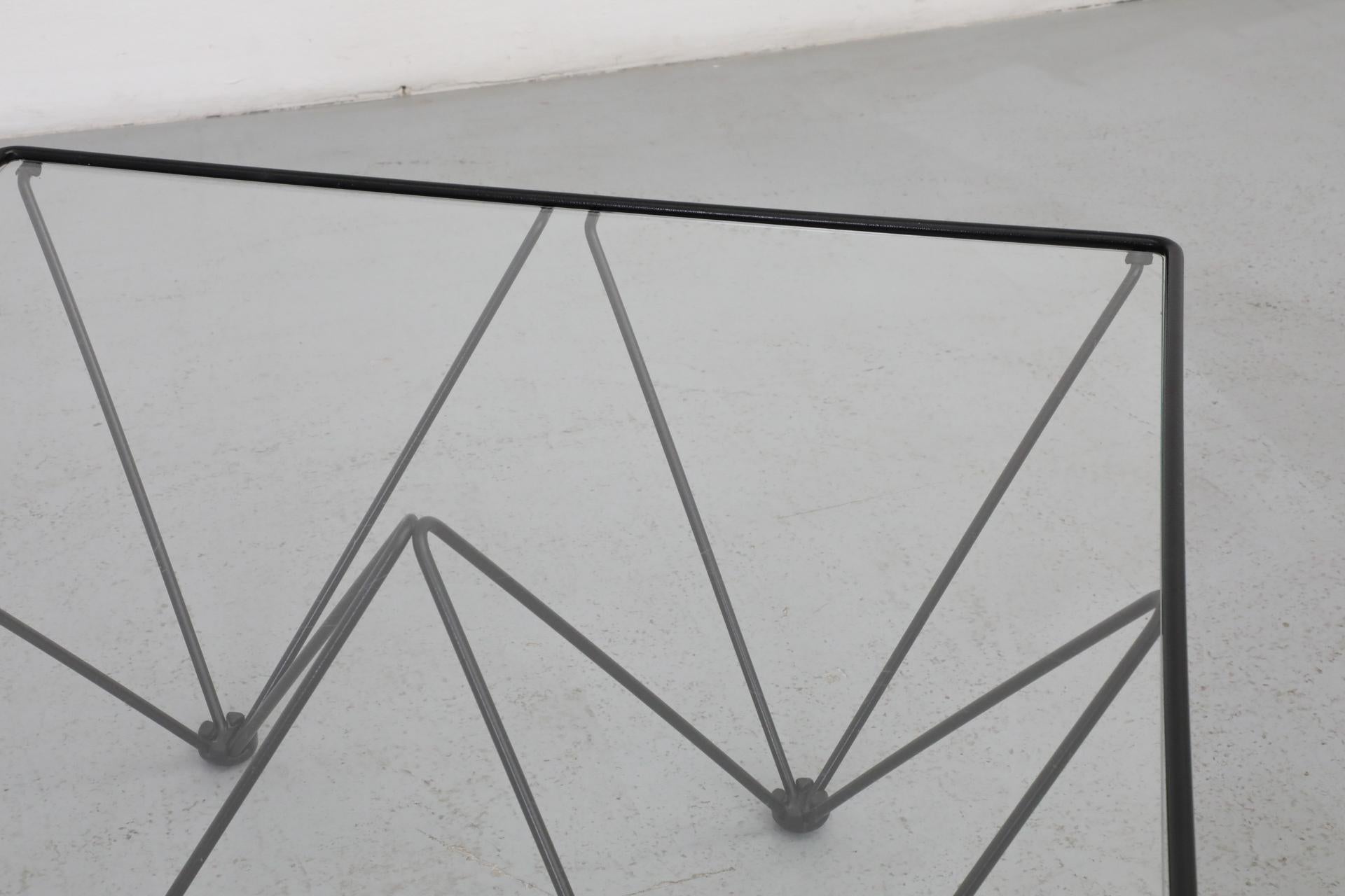 Italian, Mid-Century, Paolo Piva Style Black Wire Coffee Table with Glass Top For Sale 5