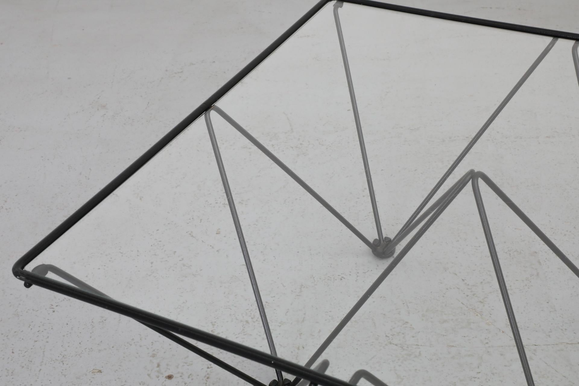 Italian, Mid-Century, Paolo Piva Style Black Wire Coffee Table with Glass Top For Sale 6