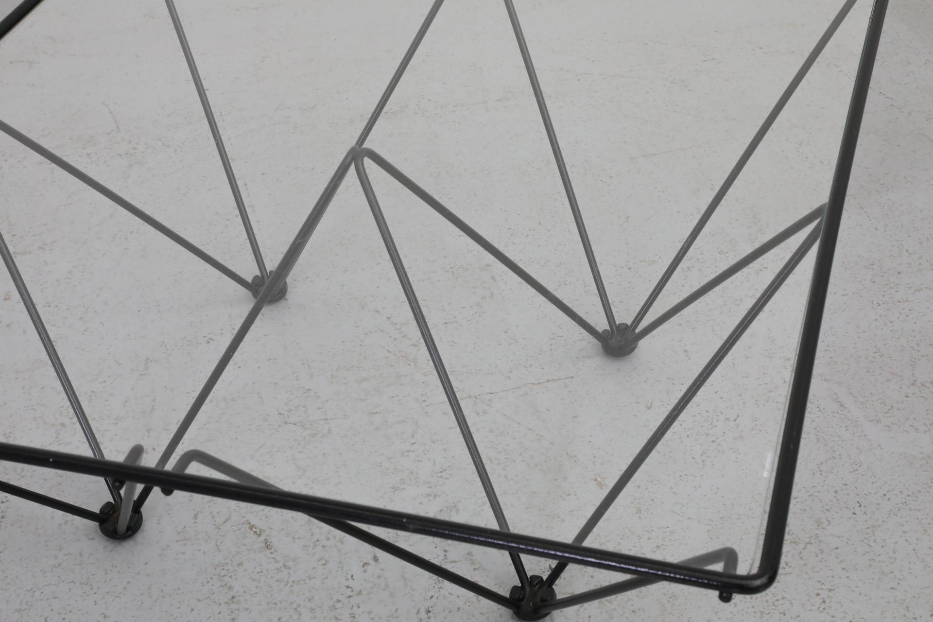 Italian, Mid-Century, Paolo Piva Style Black Wire Coffee Table with Glass Top For Sale 7