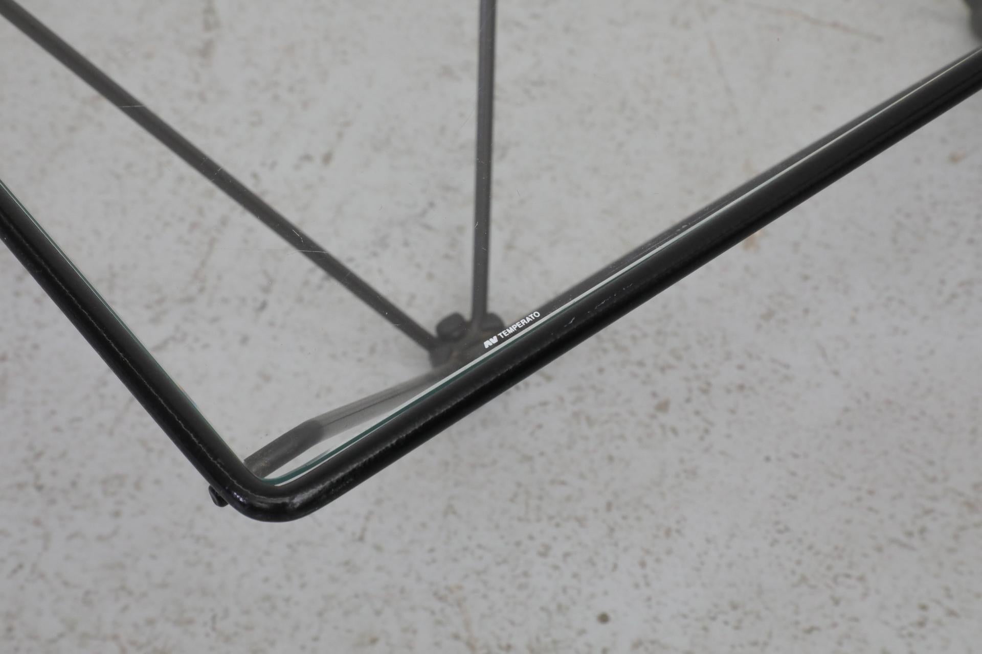 Italian, Mid-Century, Paolo Piva Style Black Wire Coffee Table with Glass Top For Sale 8