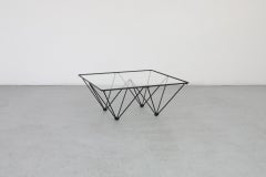 Italian, Mid-Century, Paolo Piva Style Black Wire Coffee Table with Glass Top