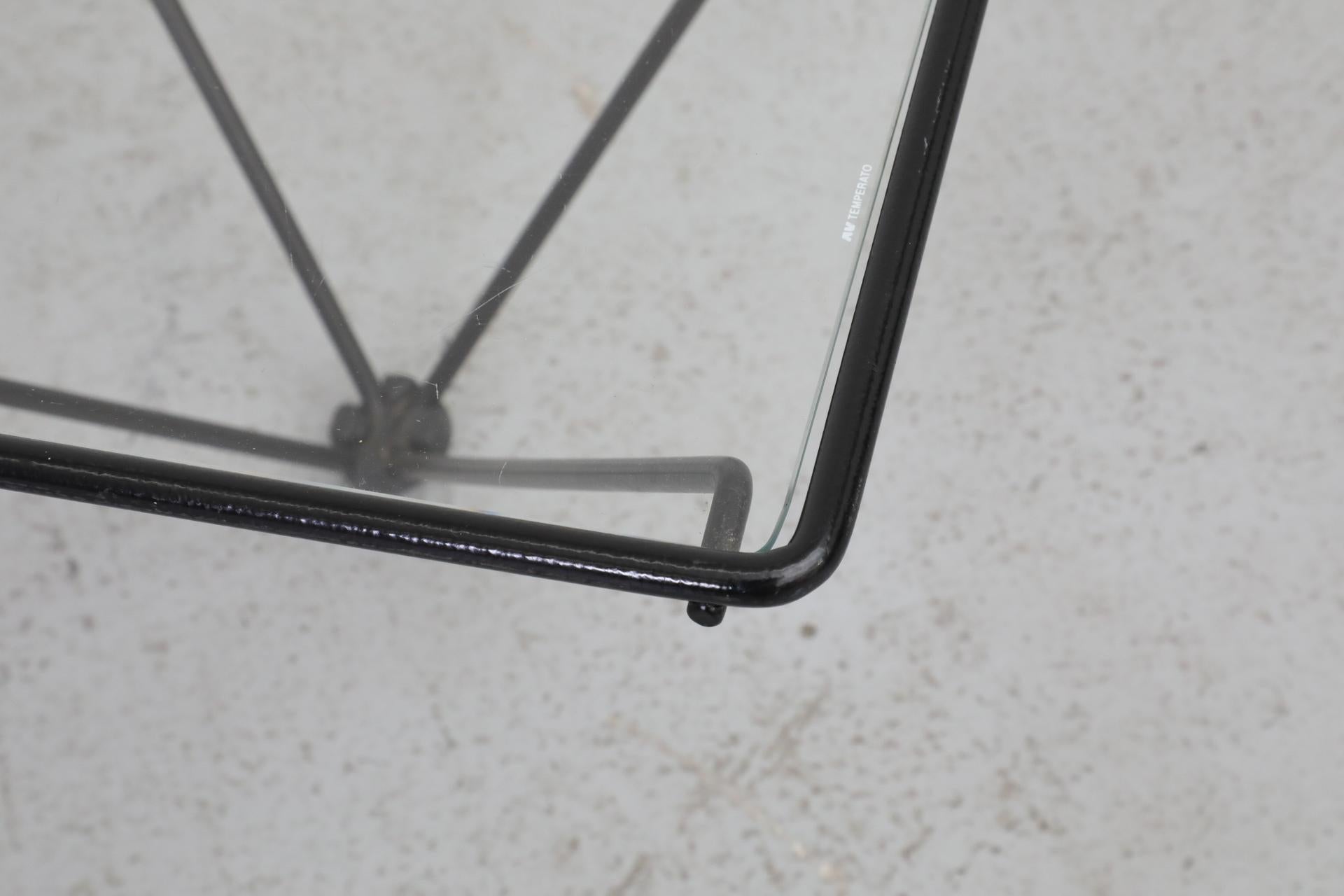 Italian, Mid-Century, Paolo Piva Style Black Wire Coffee Table with Glass Top For Sale 14
