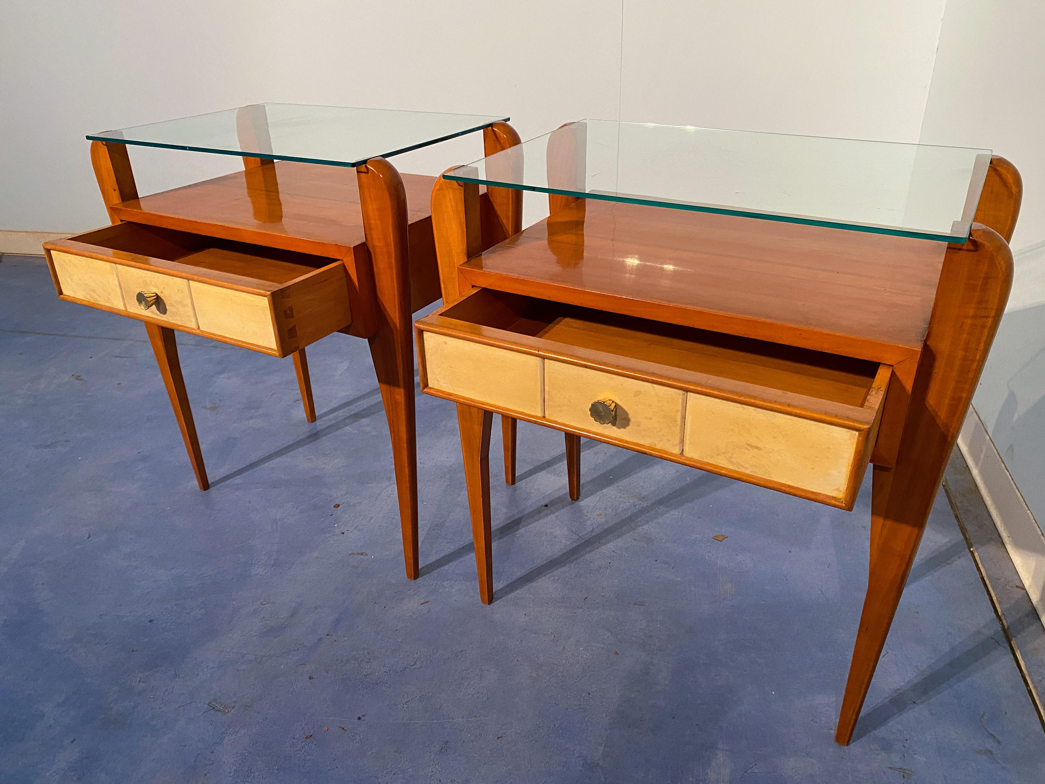Italian Mid-Century Parchment Bedside or Nightstands by Osvaldo Borsani, 1950 For Sale 6