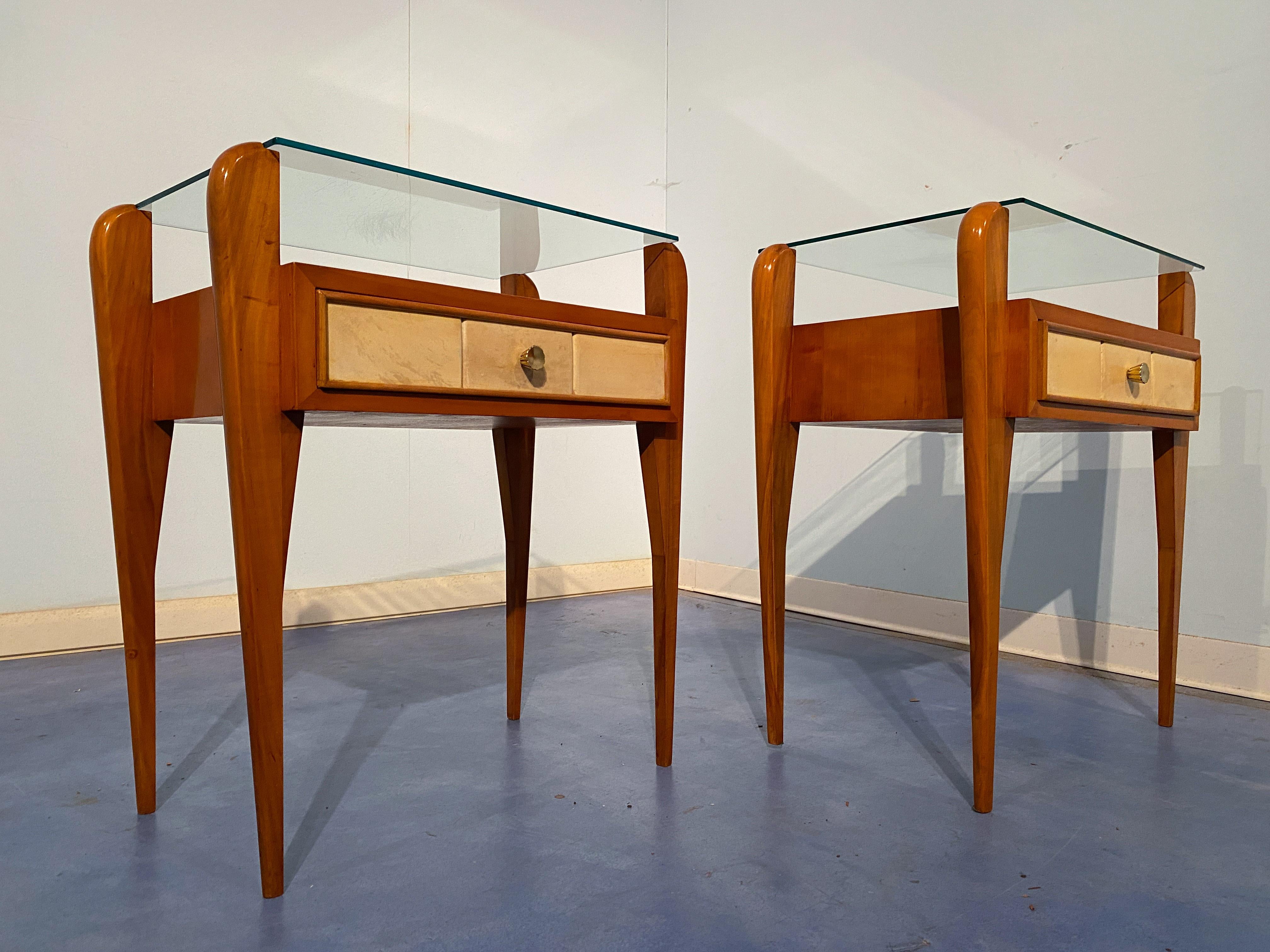 Italian Mid-Century Parchment Bedside or Nightstands by Osvaldo Borsani, 1950 For Sale 7