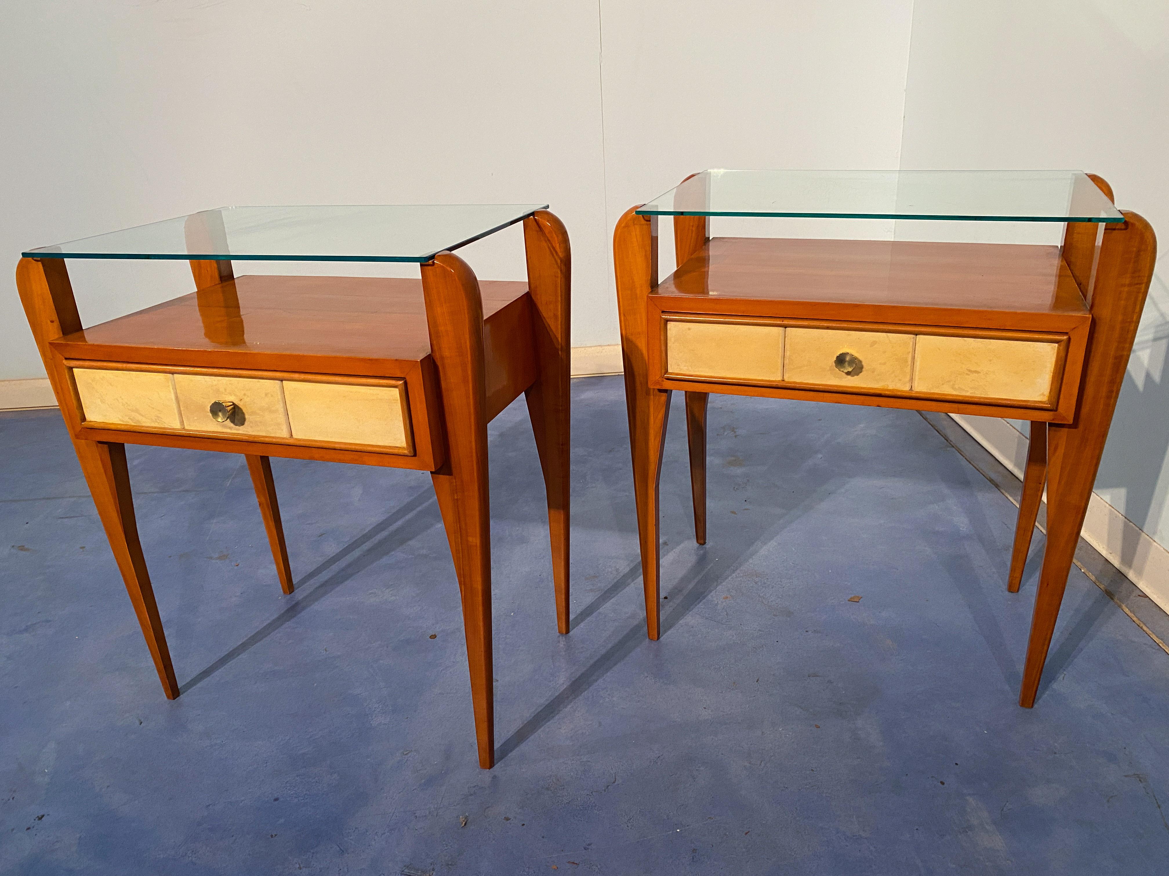 Italian Mid-Century Parchment Bedside or Nightstands by Osvaldo Borsani, 1950 For Sale 8