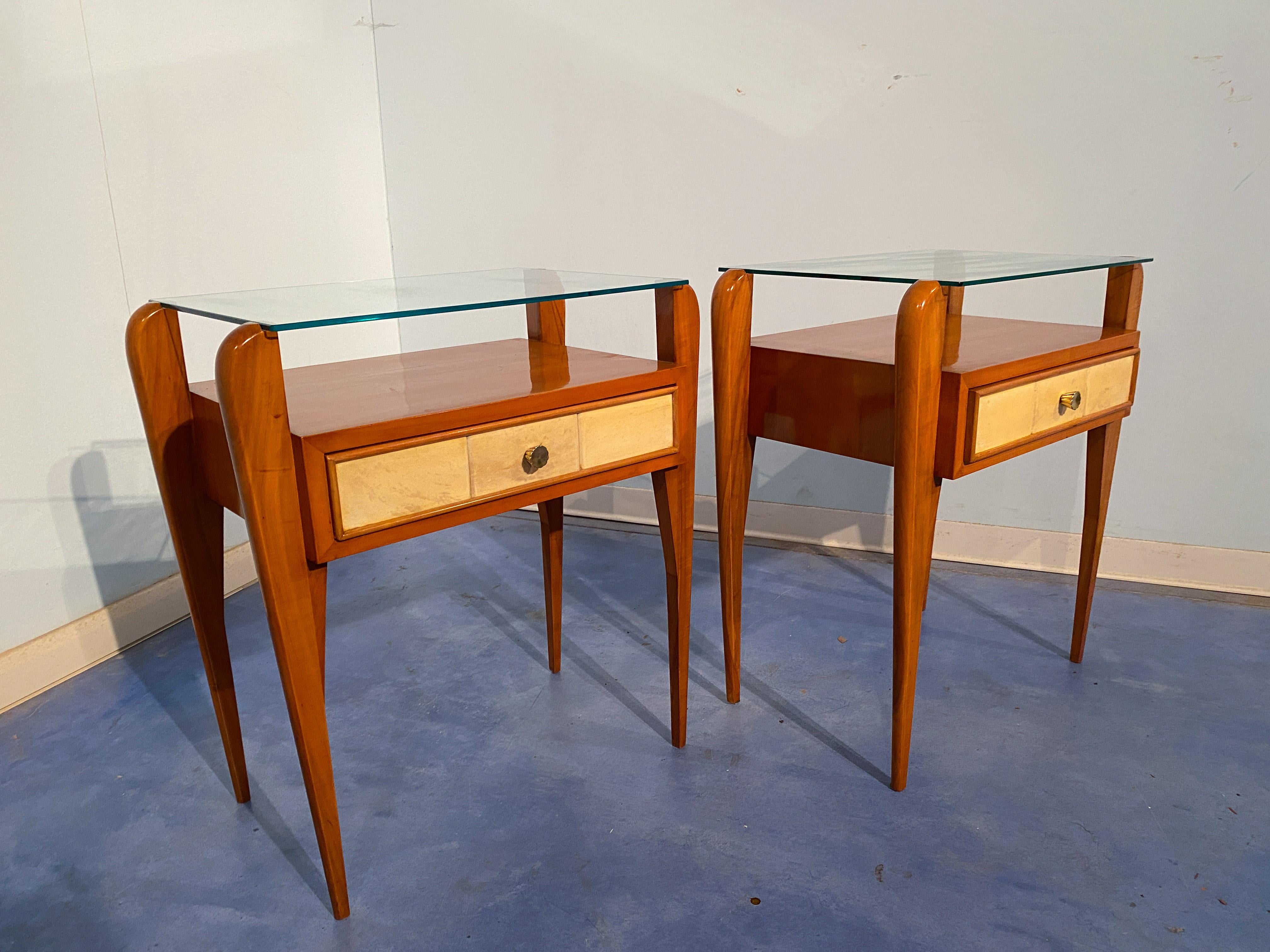 Italian Mid-Century Parchment Bedside or Nightstands by Osvaldo Borsani, 1950 For Sale 9