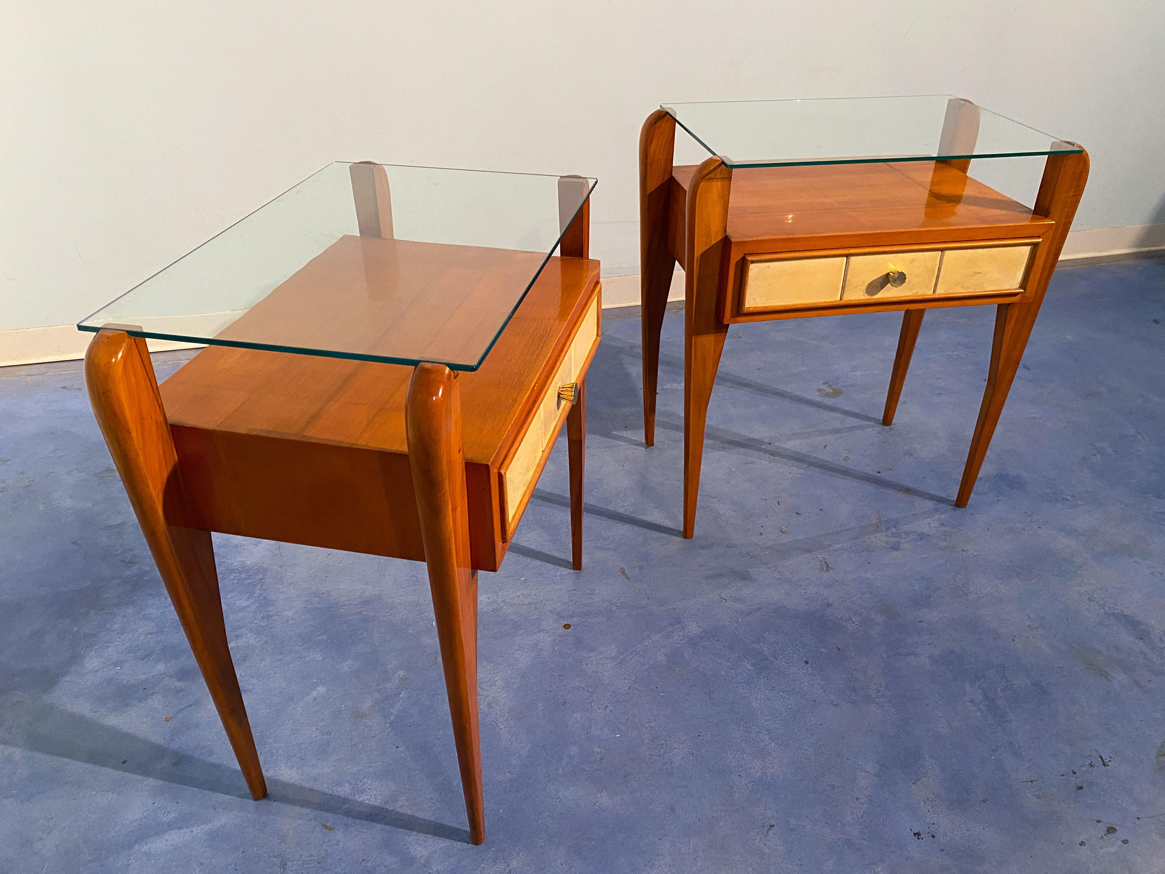 Italian Mid-Century Parchment Bedside or Nightstands by Osvaldo Borsani, 1950 For Sale 12