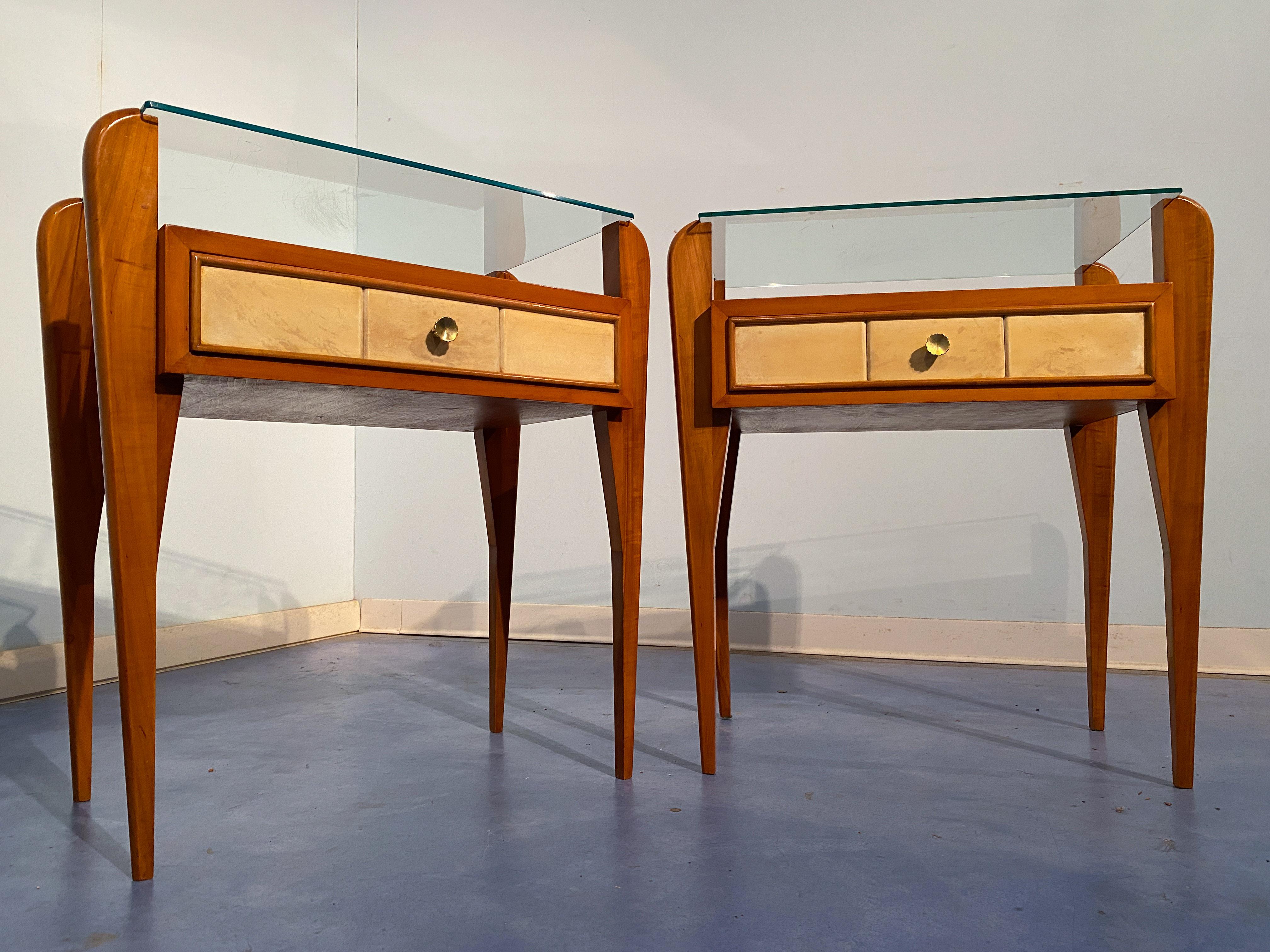 Italian Mid-Century Parchment Bedside or Nightstands by Osvaldo Borsani, 1950 For Sale 13