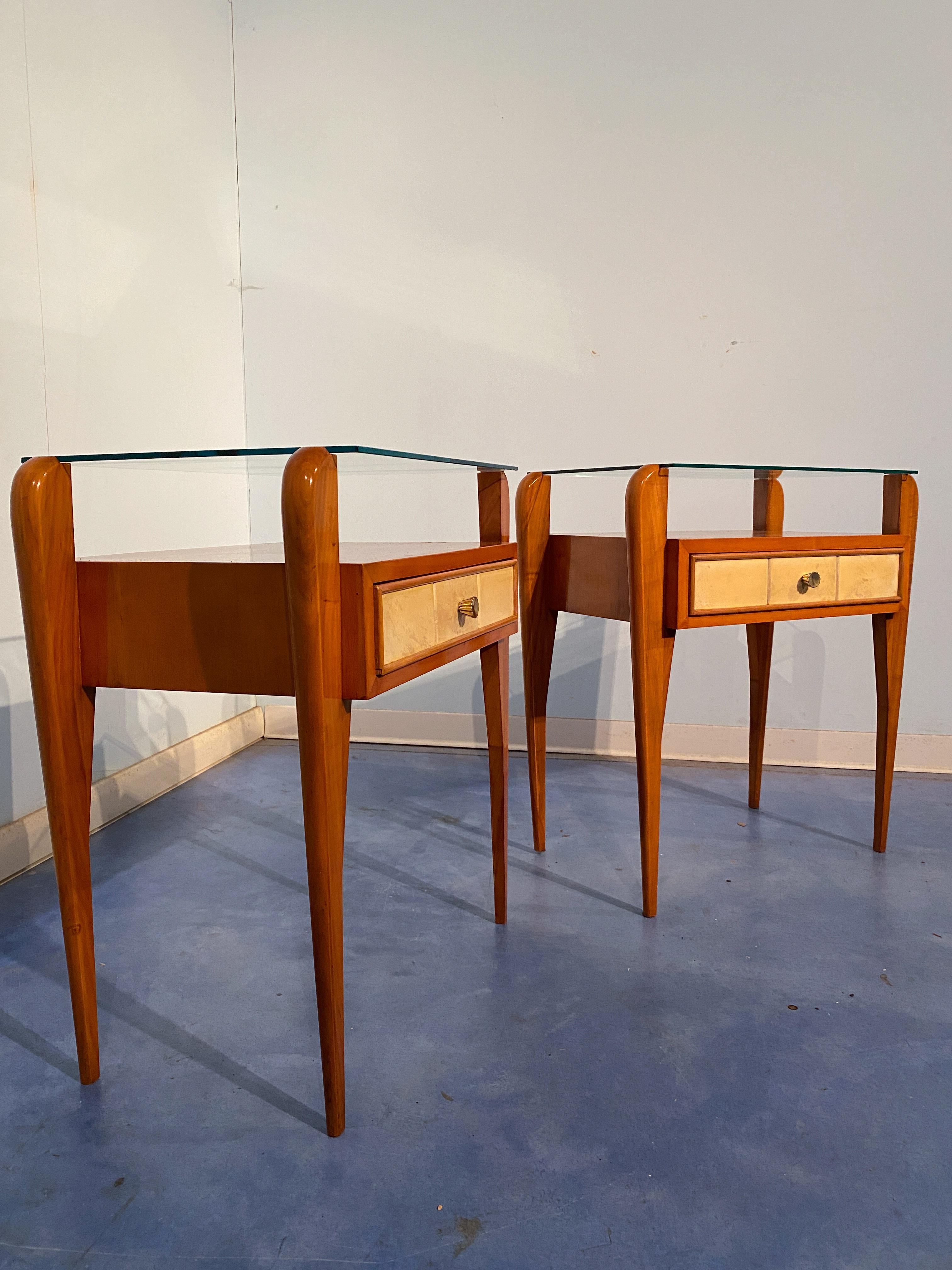 Mid-20th Century Italian Mid-Century Parchment Bedside or Nightstands by Osvaldo Borsani, 1950 For Sale