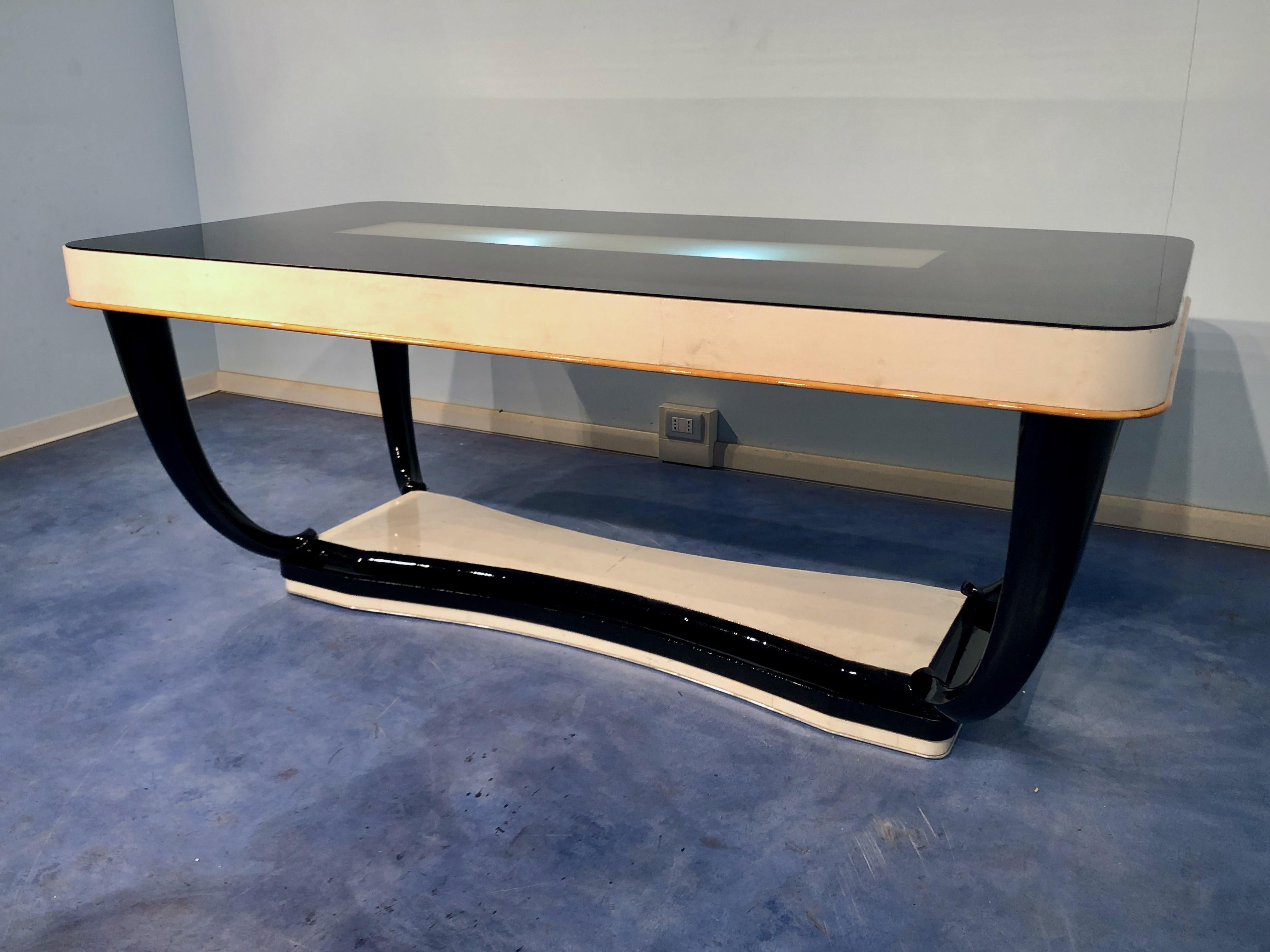 Mid-20th Century Italian Mid-Century Parchment Dining Table, 1950s For Sale