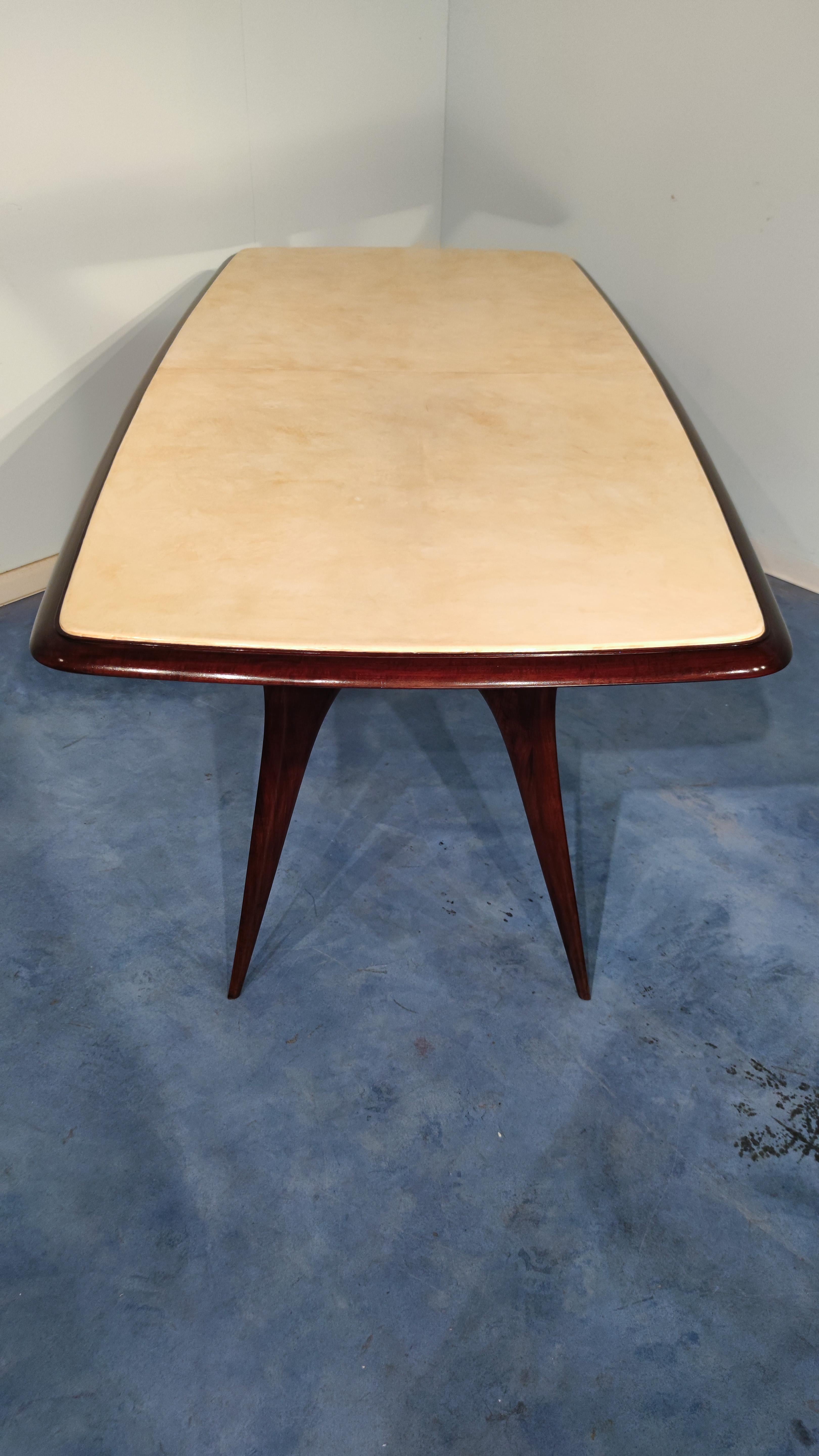 Italian Mid-Century Parchment Dining Table Attributed to Guglielmo Ulrich, 1950s For Sale 5