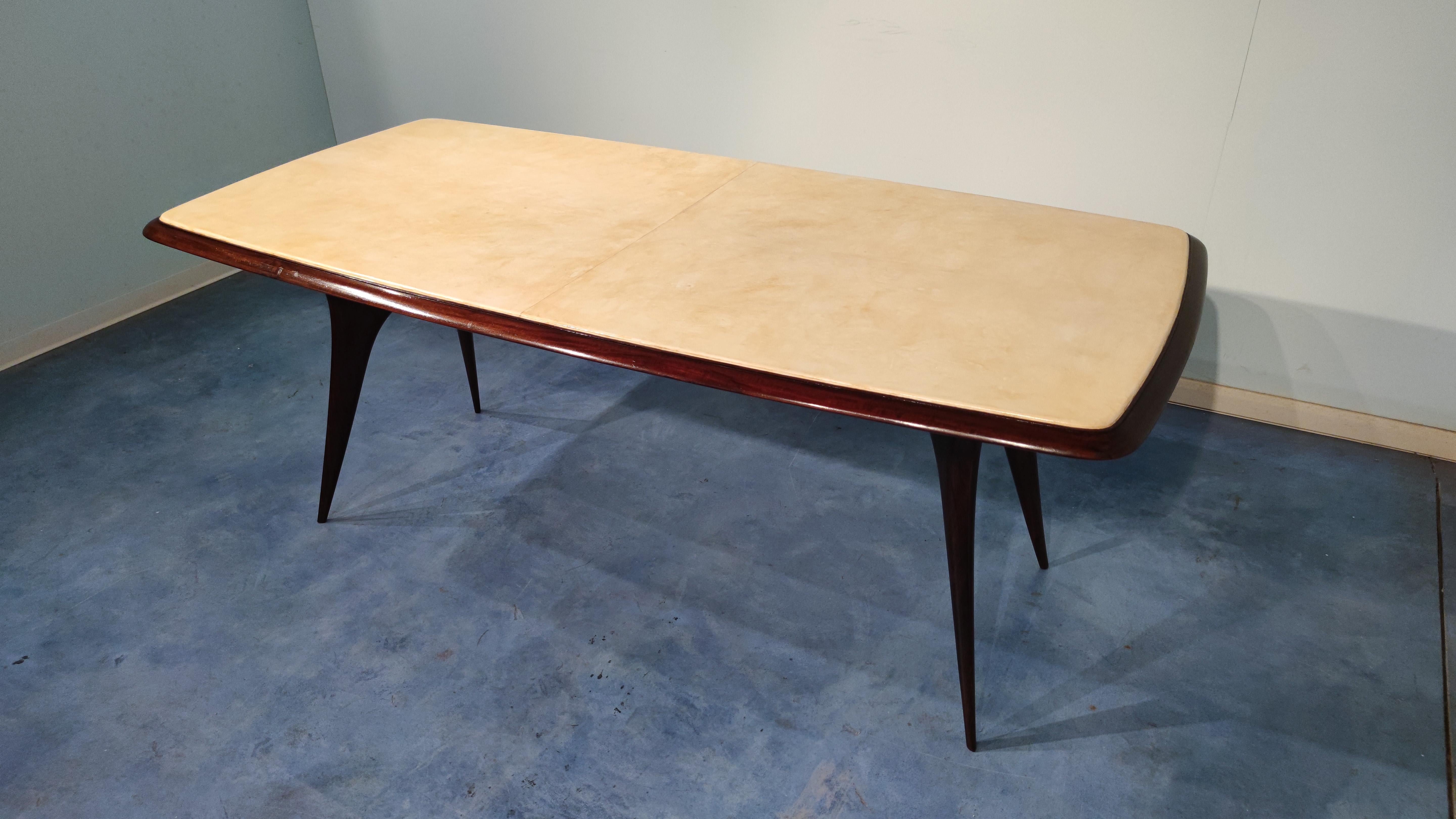 Mid-Century Modern Italian Mid-Century Parchment Dining Table Attributed to Guglielmo Ulrich, 1950s For Sale