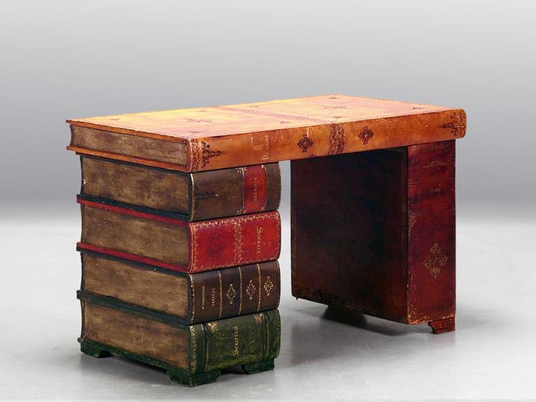 Italian MidCentury Parchment Writing Desk, 1940s at 1stDibs