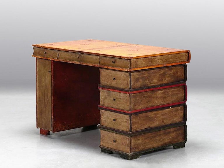 Italian MidCentury Parchment Writing Desk, 1940s at 1stDibs