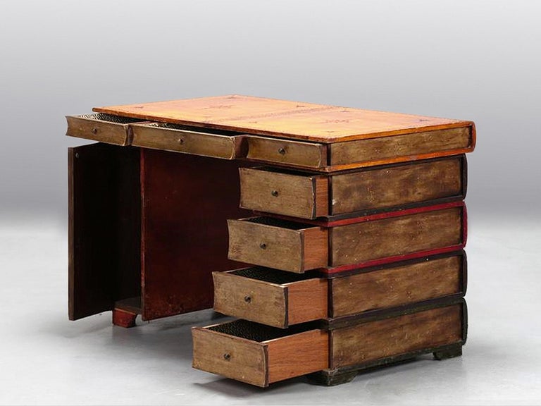 Italian MidCentury Parchment Writing Desk, 1940s at 1stDibs