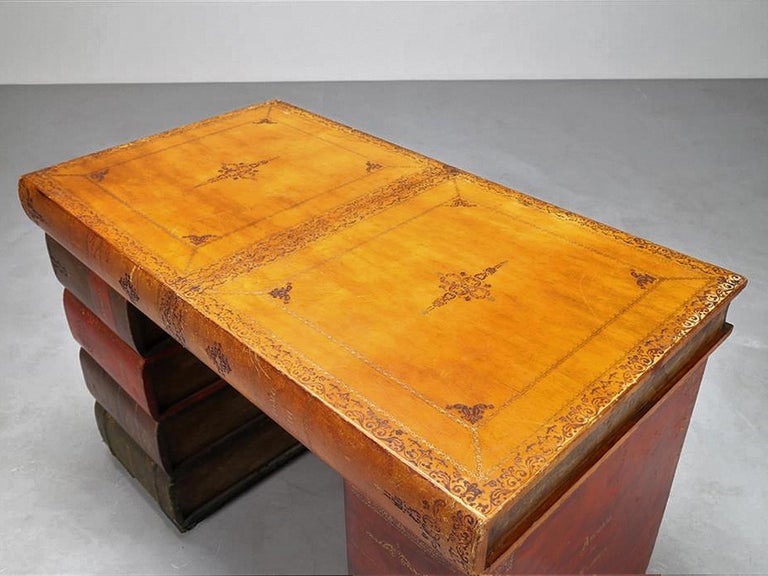 Italian MidCentury Parchment Writing Desk, 1940s at 1stDibs