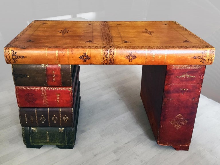 Italian MidCentury Parchment Writing Desk, 1940s at 1stDibs