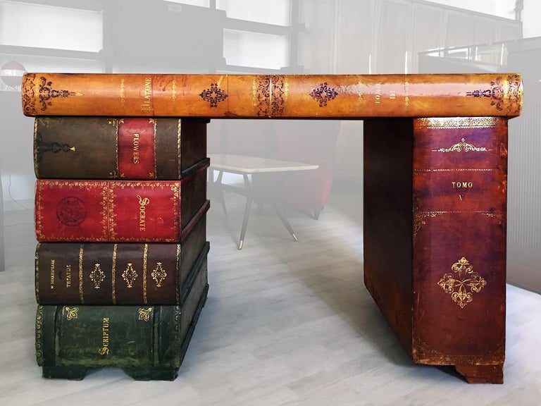 Italian MidCentury Parchment Writing Desk, 1940s at 1stDibs