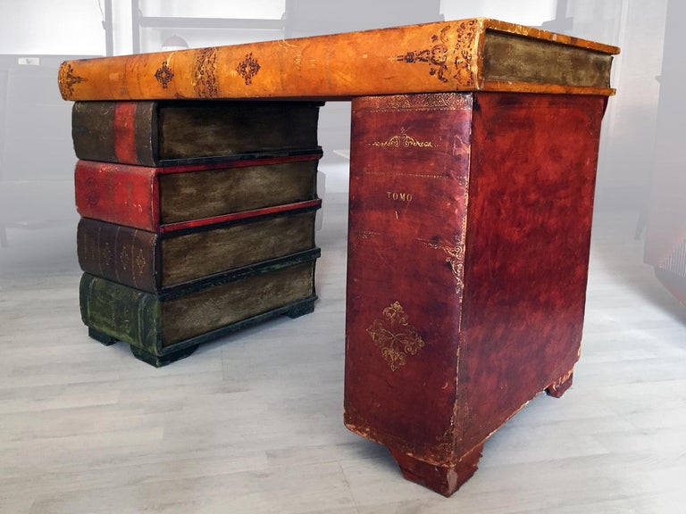 Italian MidCentury Parchment Writing Desk, 1940s at 1stDibs