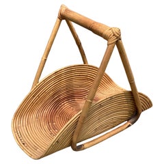 Italian Mid Century Pencil Reed and Rattan Magazine Stand