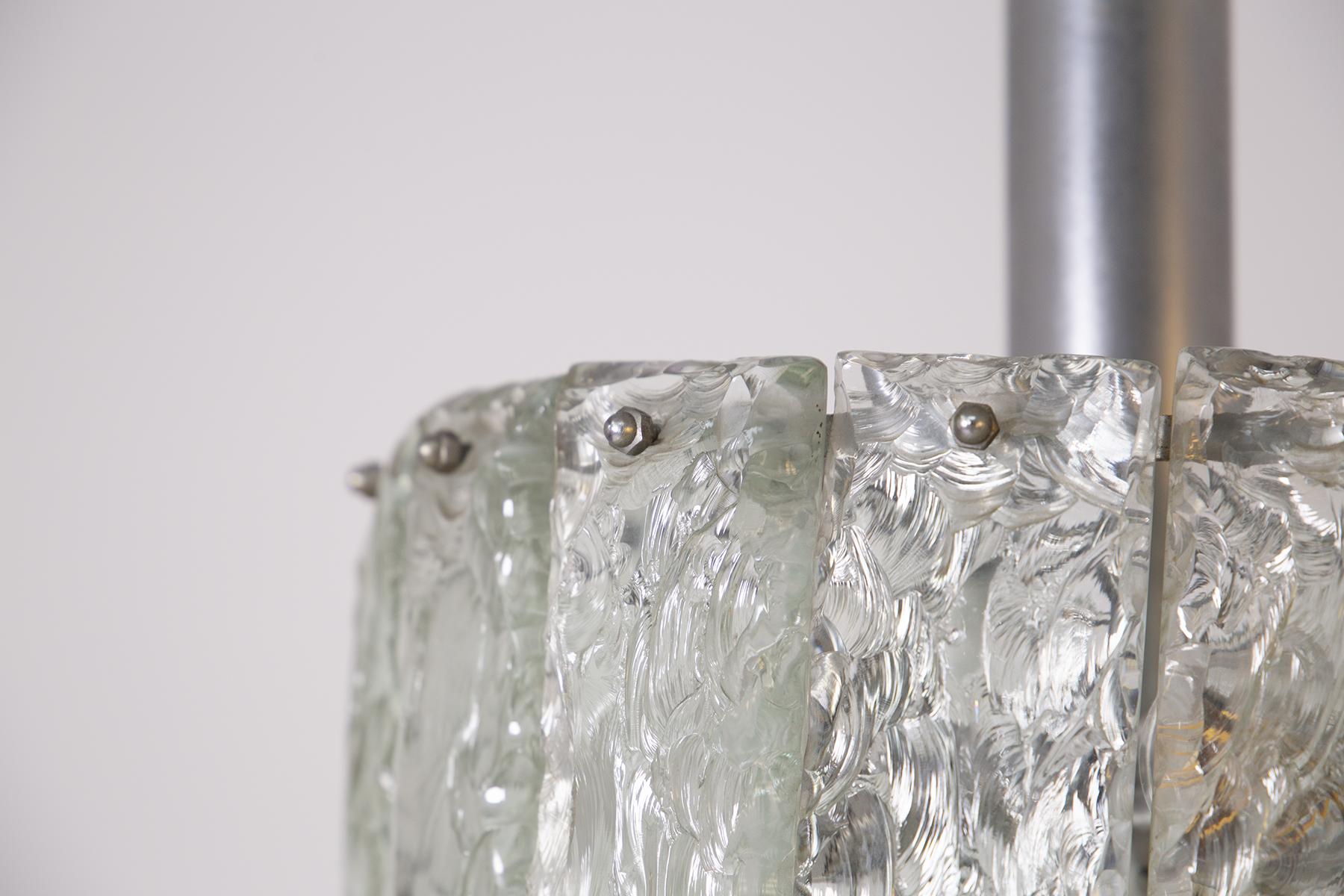 Mid-20th Century Italian Midcentury Pendant in Nickel-Plated and Glass, 