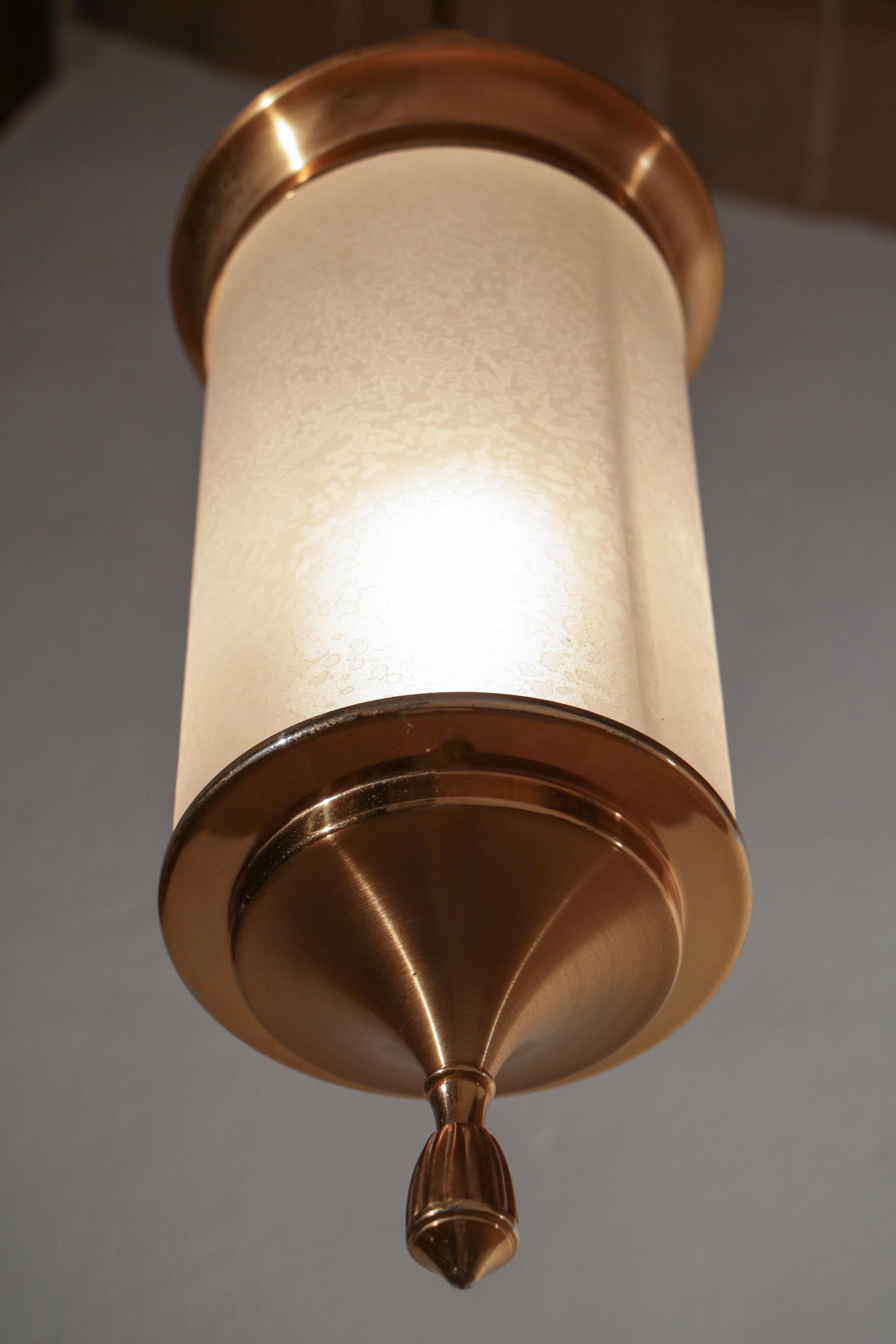 Brass Italian Mid-Century Pendant Lamp Attributed to Oscar Torlasco, 1950s For Sale