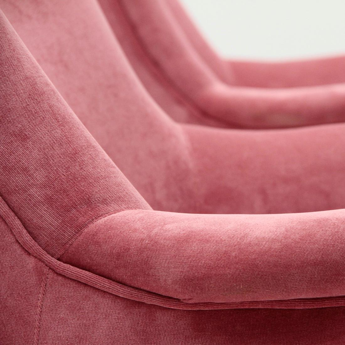 Italian Midcentury Pink Velvet Armchair, 1950s, Set of 2 2