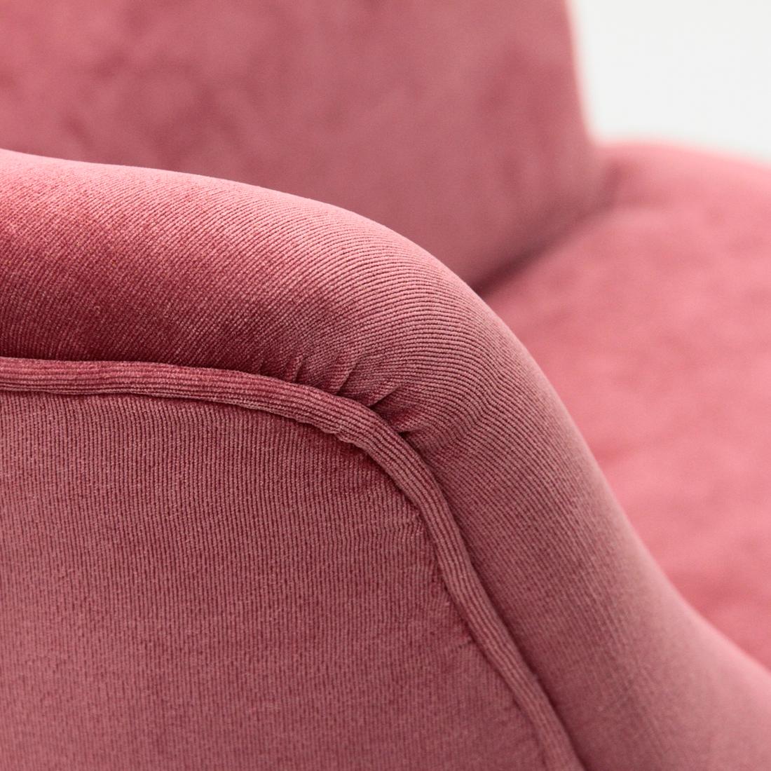 Italian Midcentury Pink Velvet Armchair, 1950s, Set of 2 3