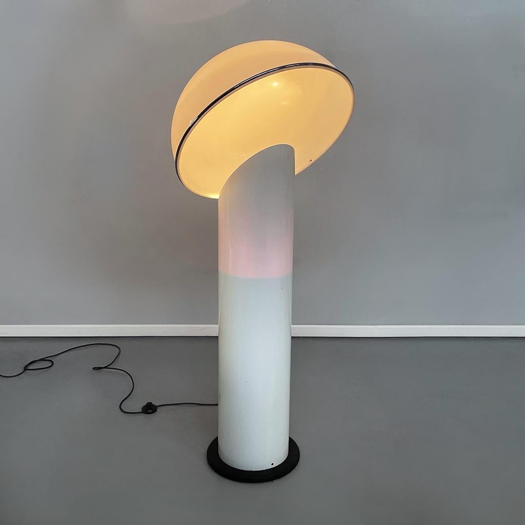 Italian mid-century plastic and metal Ciot floor lamp by Chiggio for LumenForm, 1973
Ciot floor lamp composed of a hemispherical lampshade in white plexiglass connected to the structure thanks to tubular steel. The central structure is composed of a