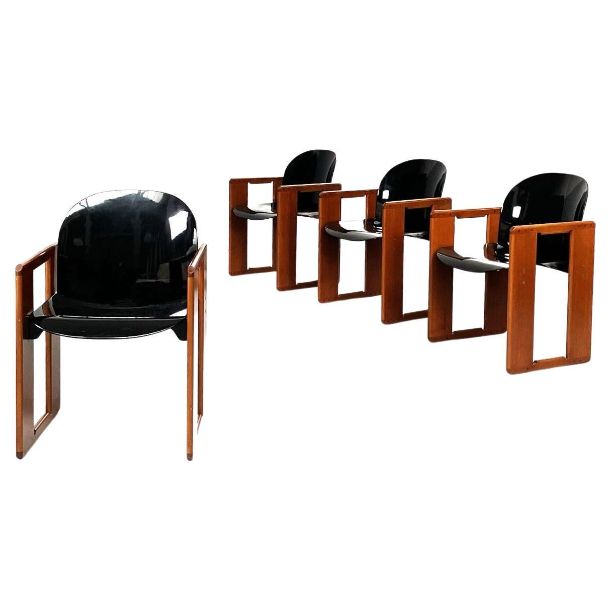 Italian Mid-Century Plastic Wood Chairs Dialogo by Tobia Scarpa for B&B, 1970s