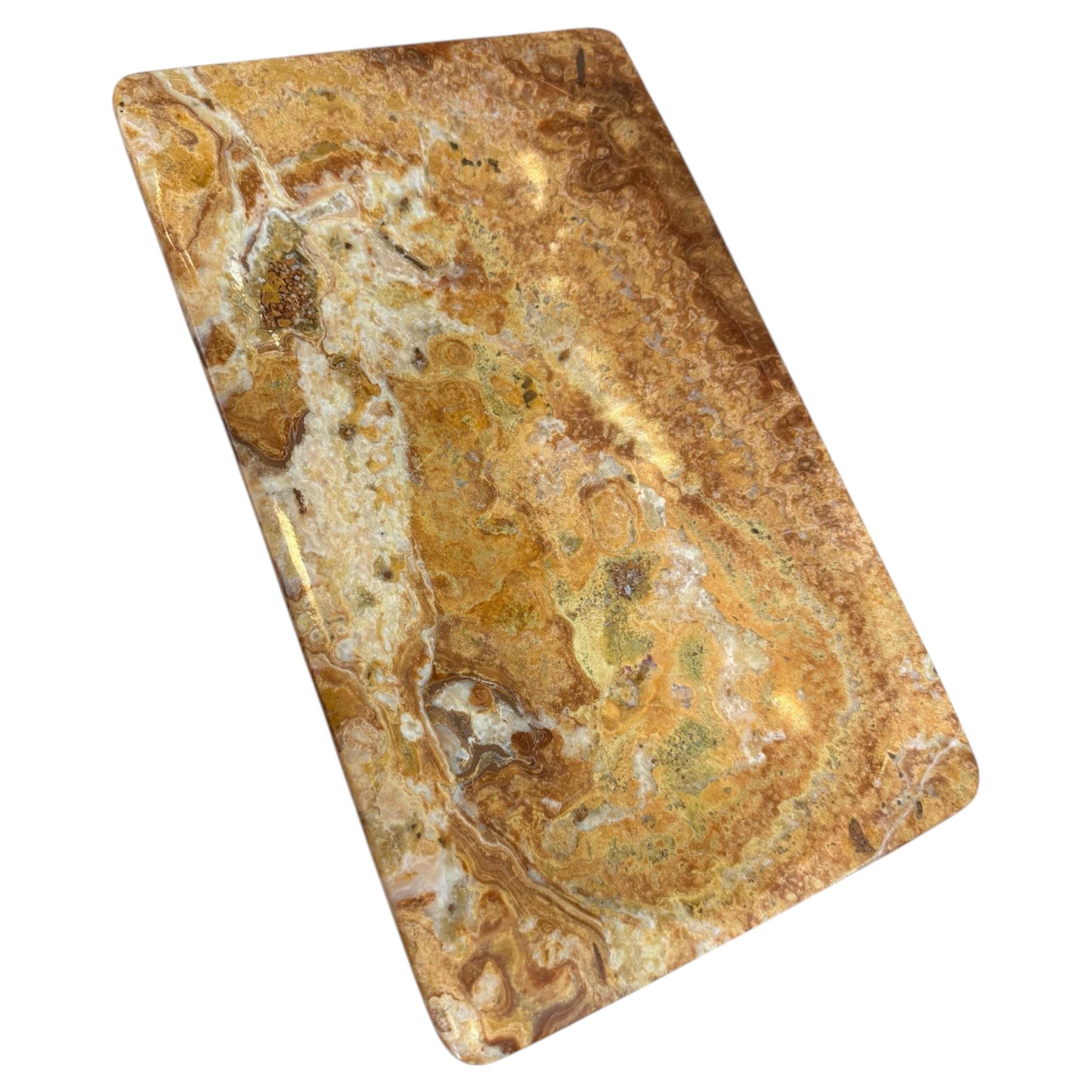Italian Mid-Century Polished Marble Tray, 1970s