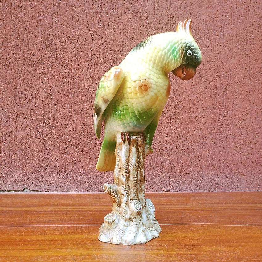 Italian midcentury polychrome ceramic parrot, 1960s

Parrot in polychrome ceramic, a nice and unique piece for an original home
I really love the animal in ceramic but this is one of my favorite, the color are fantastic and it is perfect to create a