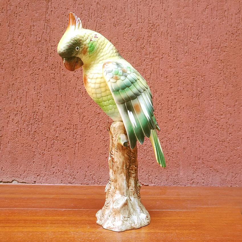 Mid-Century Modern Italian Midcentury Polychrome Ceramic Parrot, 1960s For Sale