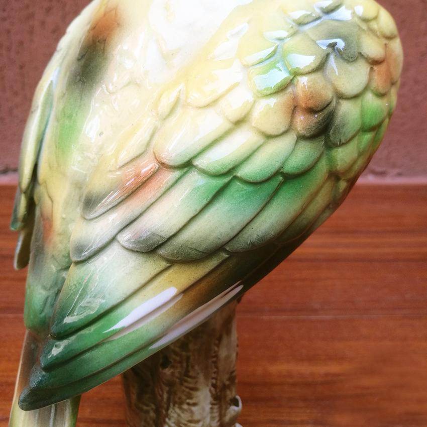 Italian Midcentury Polychrome Ceramic Parrot, 1960s For Sale 1