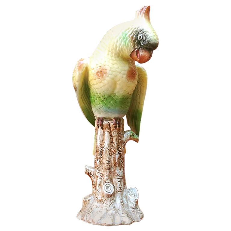 Italian Midcentury Polychrome Ceramic Parrot, 1960s For Sale