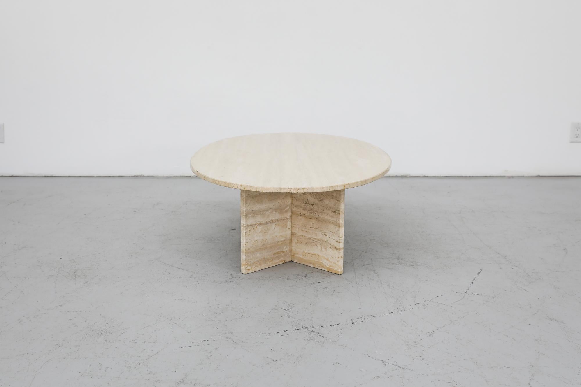 Italian Mid-Century Post Modern Oval Travertine Coffee Table 1