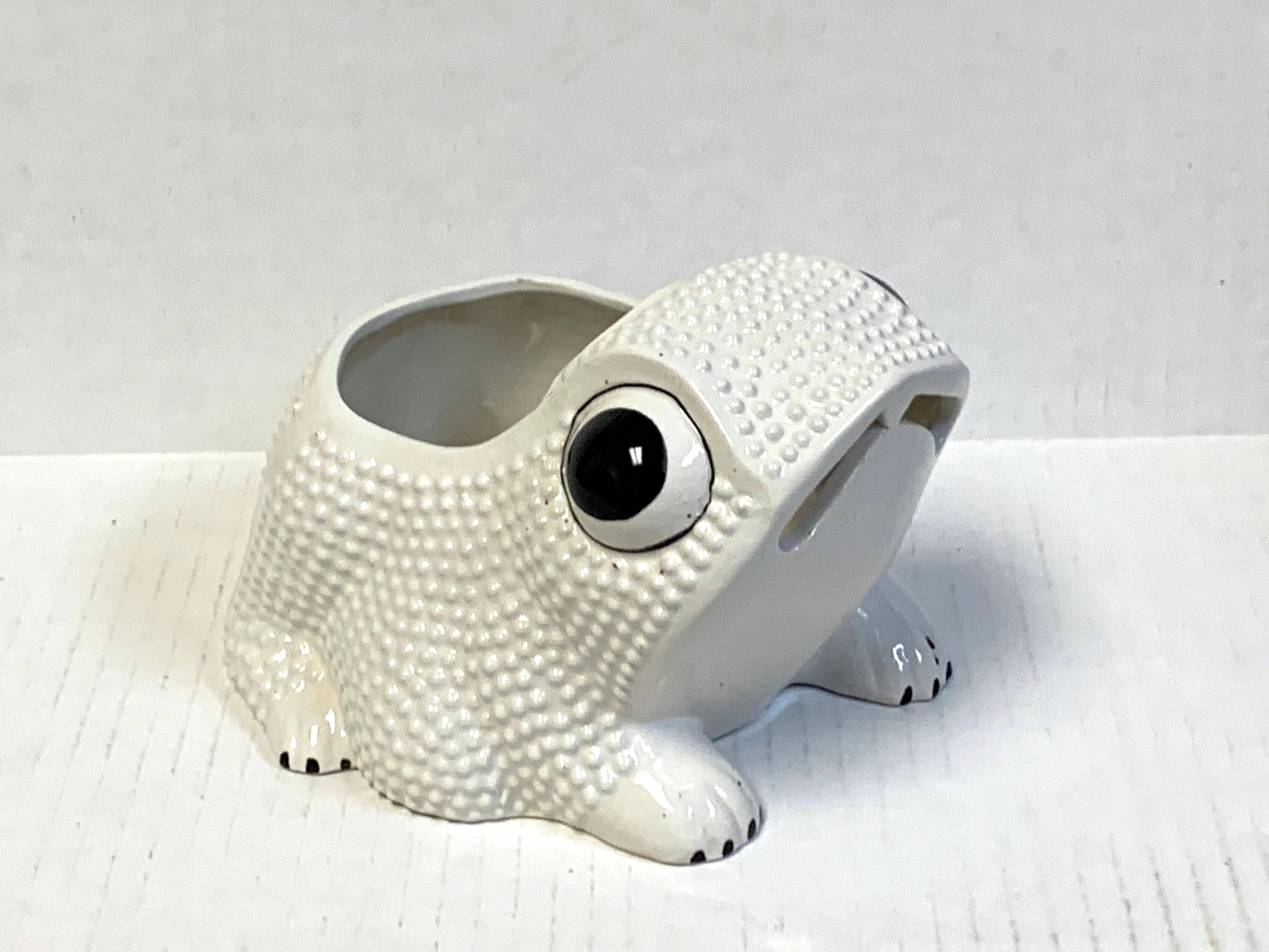 20th Century Italian Midcentury Pottery Frog Planter