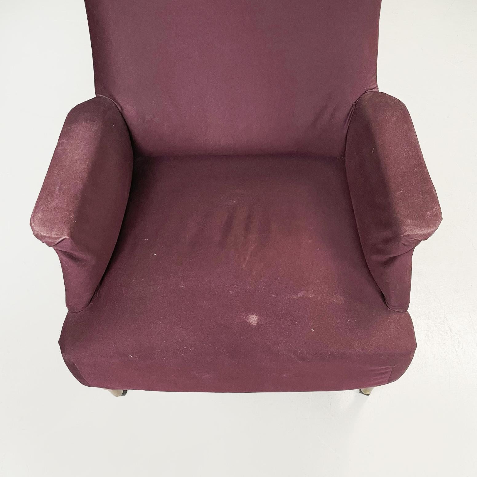 Fabric Italian Mid-Century Purple Armchairs ABCD by Caccia Dominioni for Azucena, 1960s For Sale