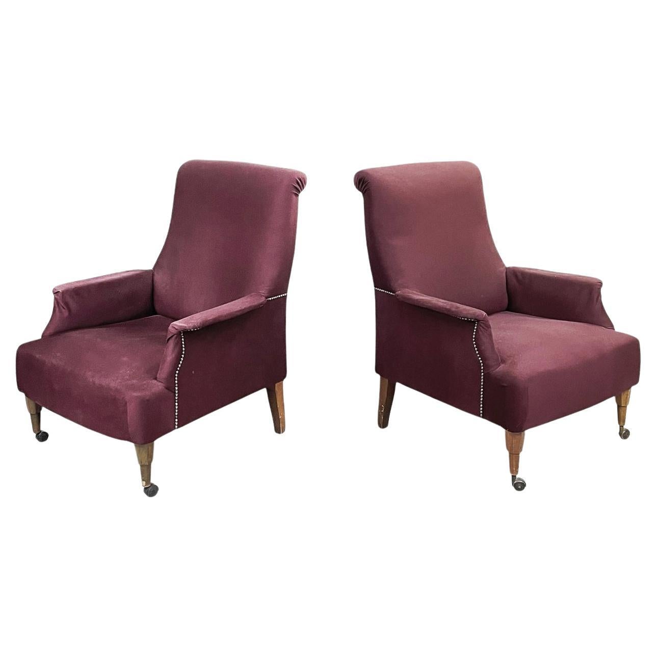 Italian Mid-Century Purple Armchairs ABCD by Caccia Dominioni for Azucena, 1960s For Sale