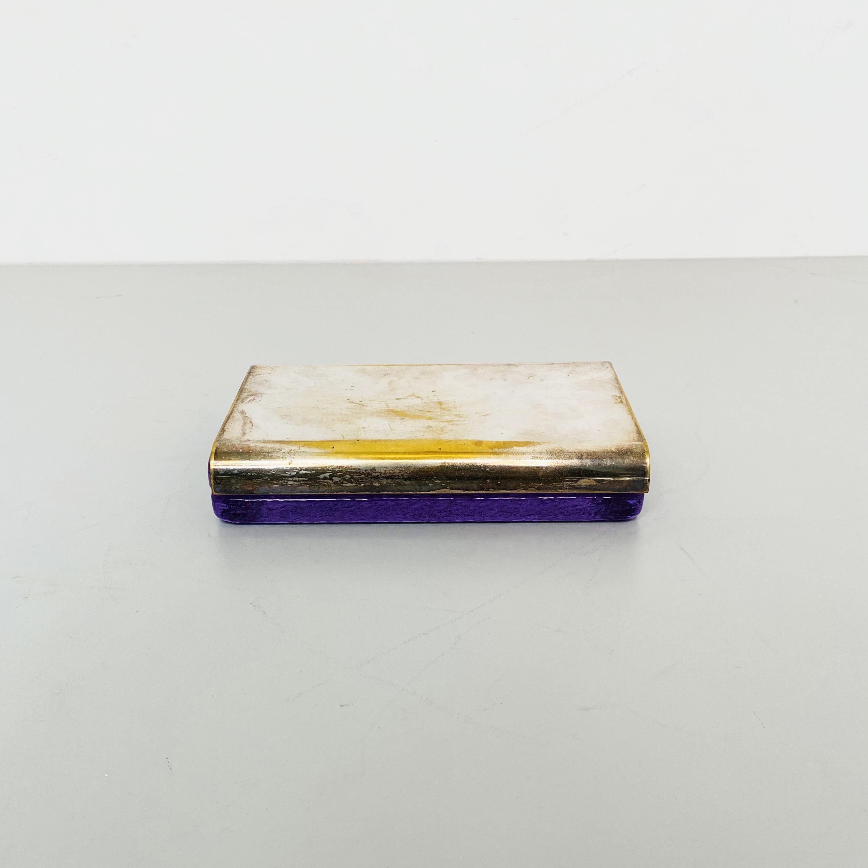 Italian mid-century Purple crystal smoking box by Colombo Arnolfo Di Cambio, 1969
Cigarette or cigar box with purple pressed crystal container and silver cover.
Produced by Arnolfo Di Cambio and designed by Joe Colombo in 1969, part of the Biglia